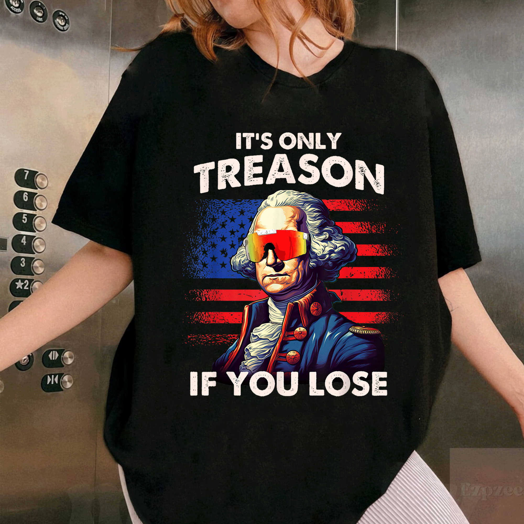 Funny 4th of July T-Shirt Featuring 'Washington Only Treason If You Lose' Design - Perfect for Independence Day Celebrations - 1