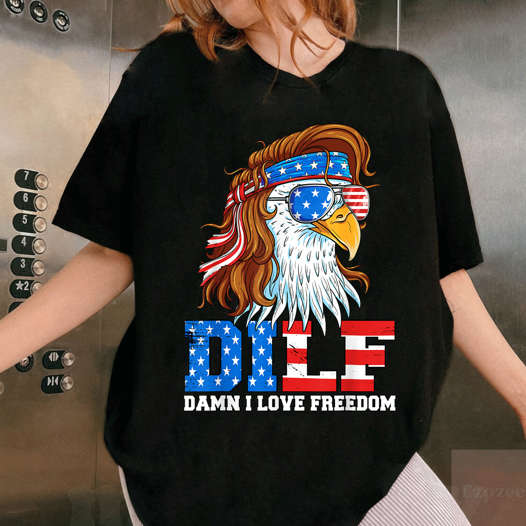 Funny DILF Damn I Love Freedom Eagle T-Shirt for Patriotic 4th of July Celebrations - Perfect Gift for Dad! - 1