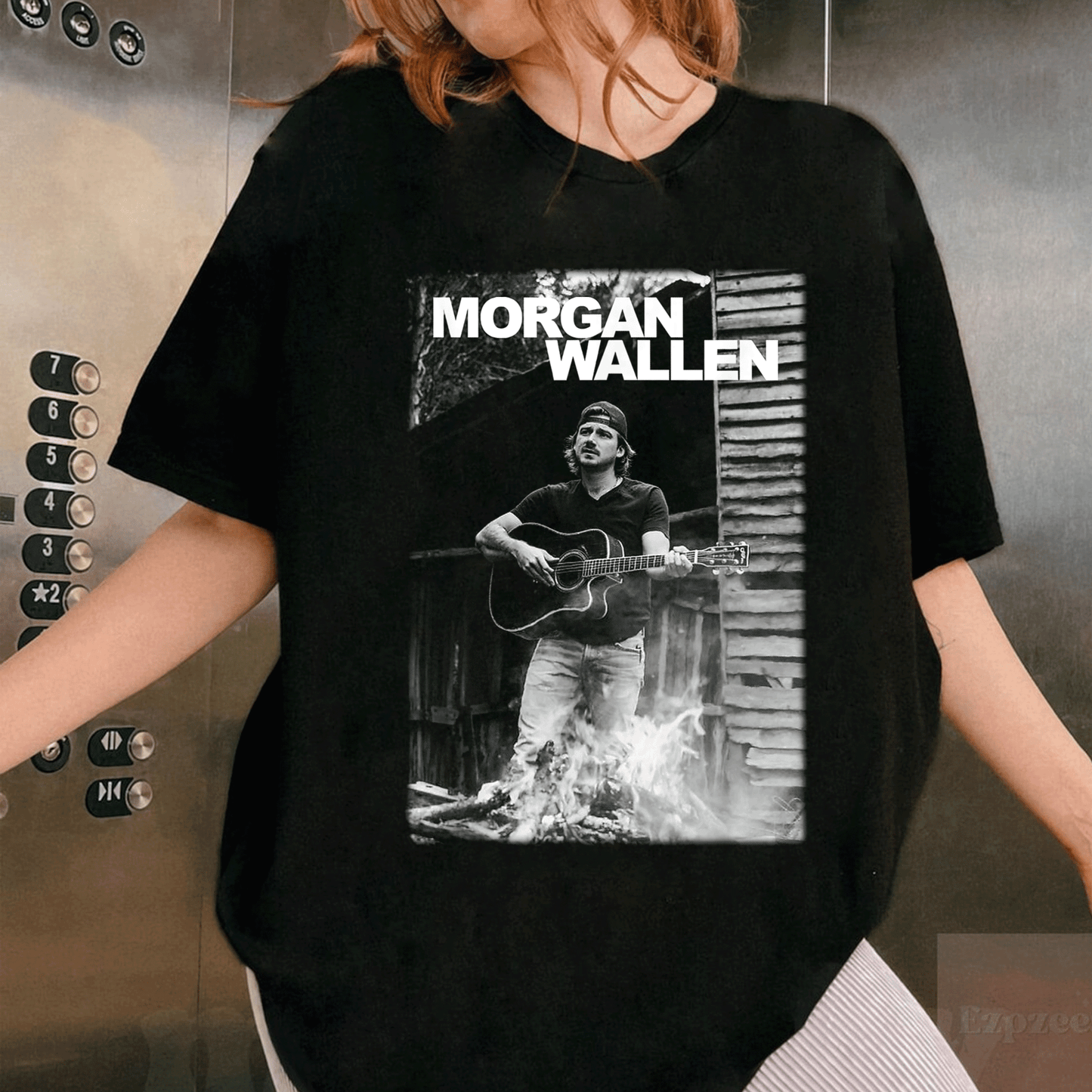Official Morgan Wallen Guitar Photo T-Shirt - Stylish Tribute to Country Music Icon with Striking Graphic Design - 1
