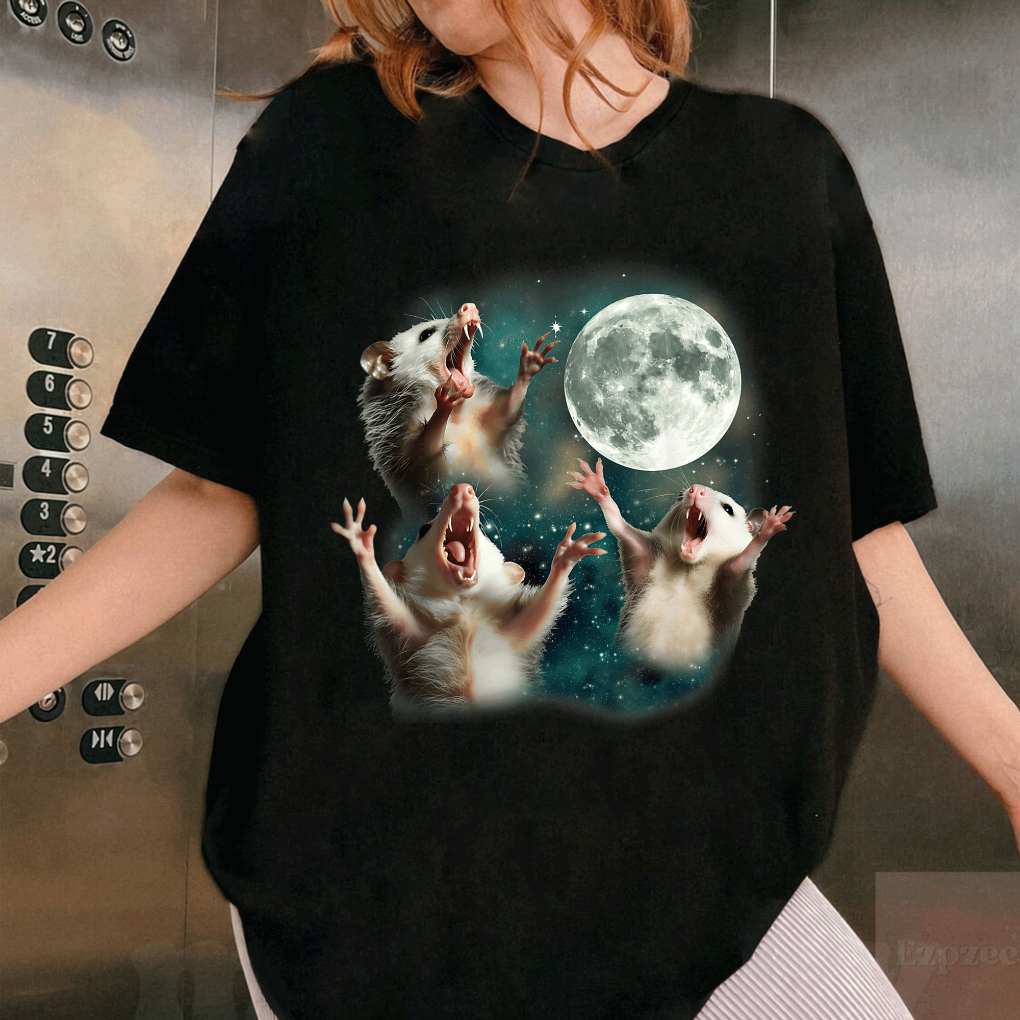 Unique Three Possum Moon T-Shirt Featuring Quirky Cursed Meme Design, Perfect for Weirdos and Animal Lovers Alike - 1