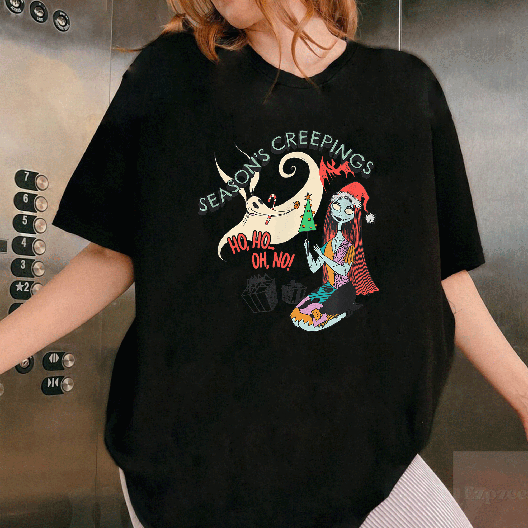 Amazon Essentials Nightmare Before Christmas Sally and Zero Season's Creepings T-Shirt for Fans and Holiday Spirit Wear - 1