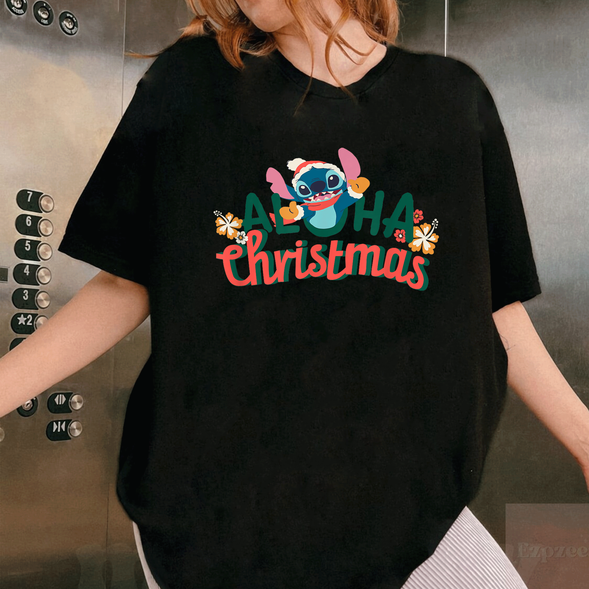 Amazon Essentials Stitch Smiling Aloha Christmas T-Shirt for Fun Holiday Spirit and Joyful Festive Vibes - 1