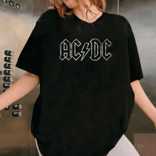AC/DC Rock Music Band Jagged Logo T-Shirt for Fans - Bold and Stylish Graphic Tee for Concerts and Everyday Wear - 1