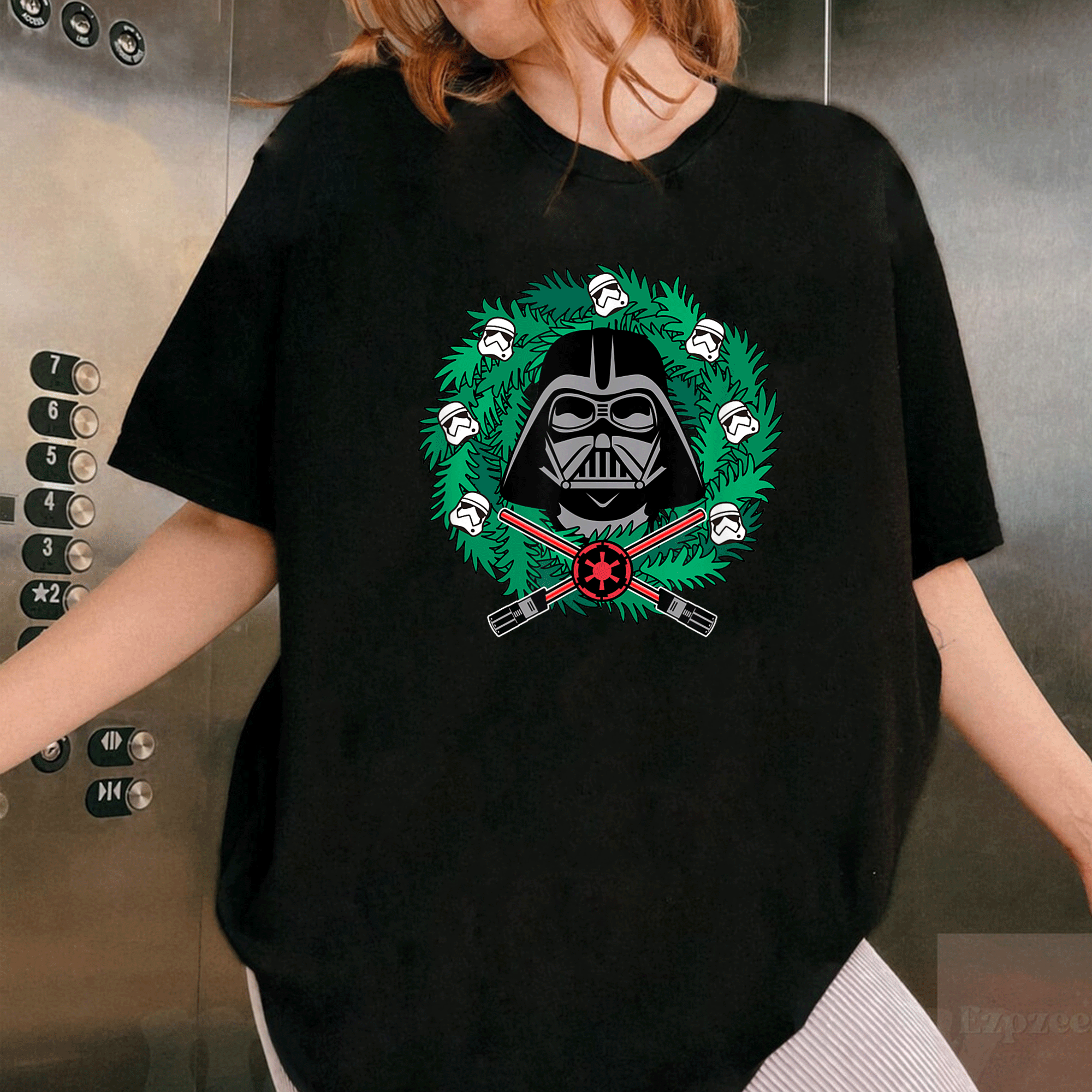 Darth Vader Holiday Wreath T-Shirt for Star Wars Fans – Fun Christmas Tee for Perfect Festive Wear - 1