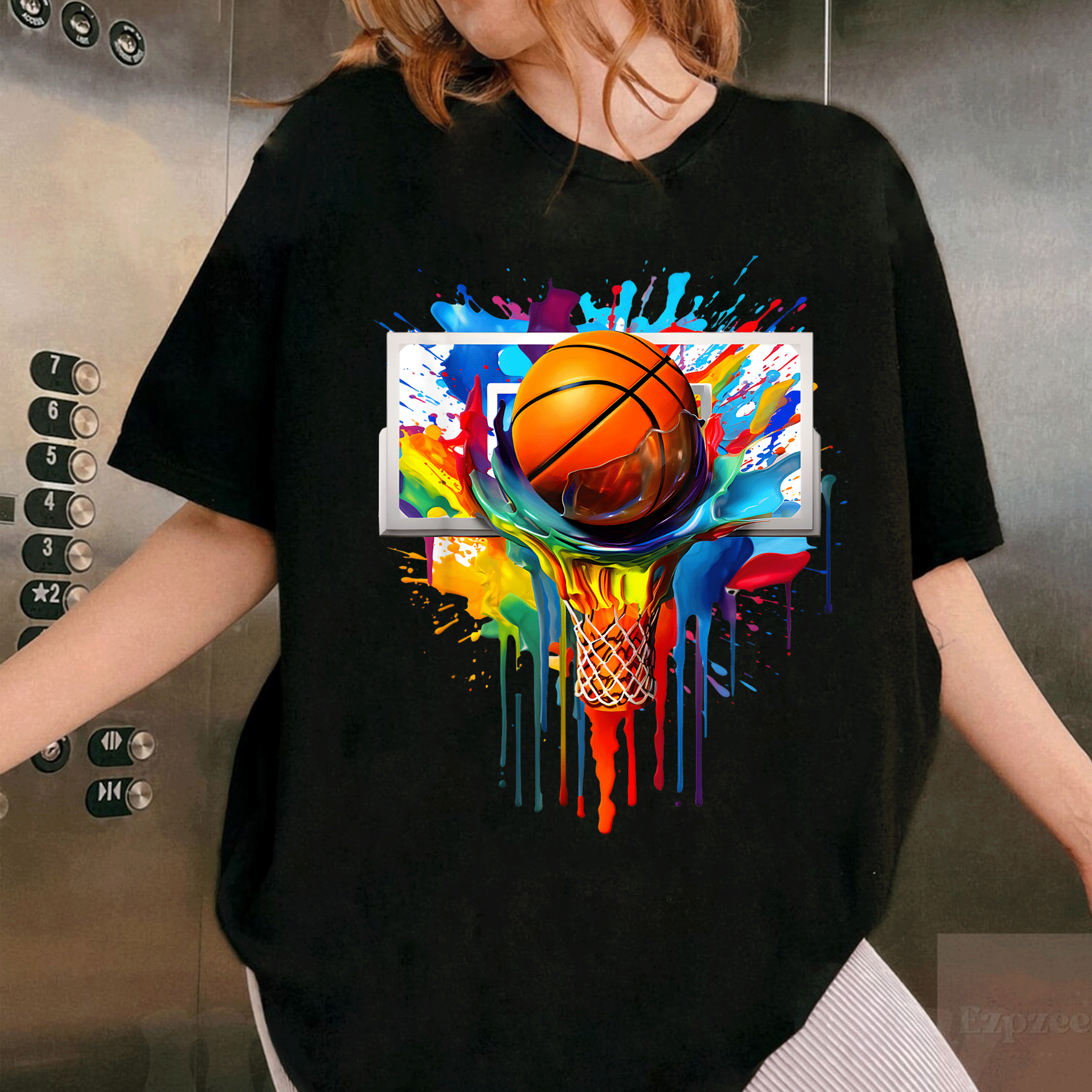 Vibrant Tie Dye Basketball T-Shirt for Slam Dunk Fans - Colorful Hoop Net Design Perfect for Active Lifestyle Style - 1