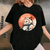 Japanese Minimalist 1950s Retro Space Cat Good Luck Kanji Graphic Tee for Cat Lovers, Unique Vintage Style T-Shirt - 1