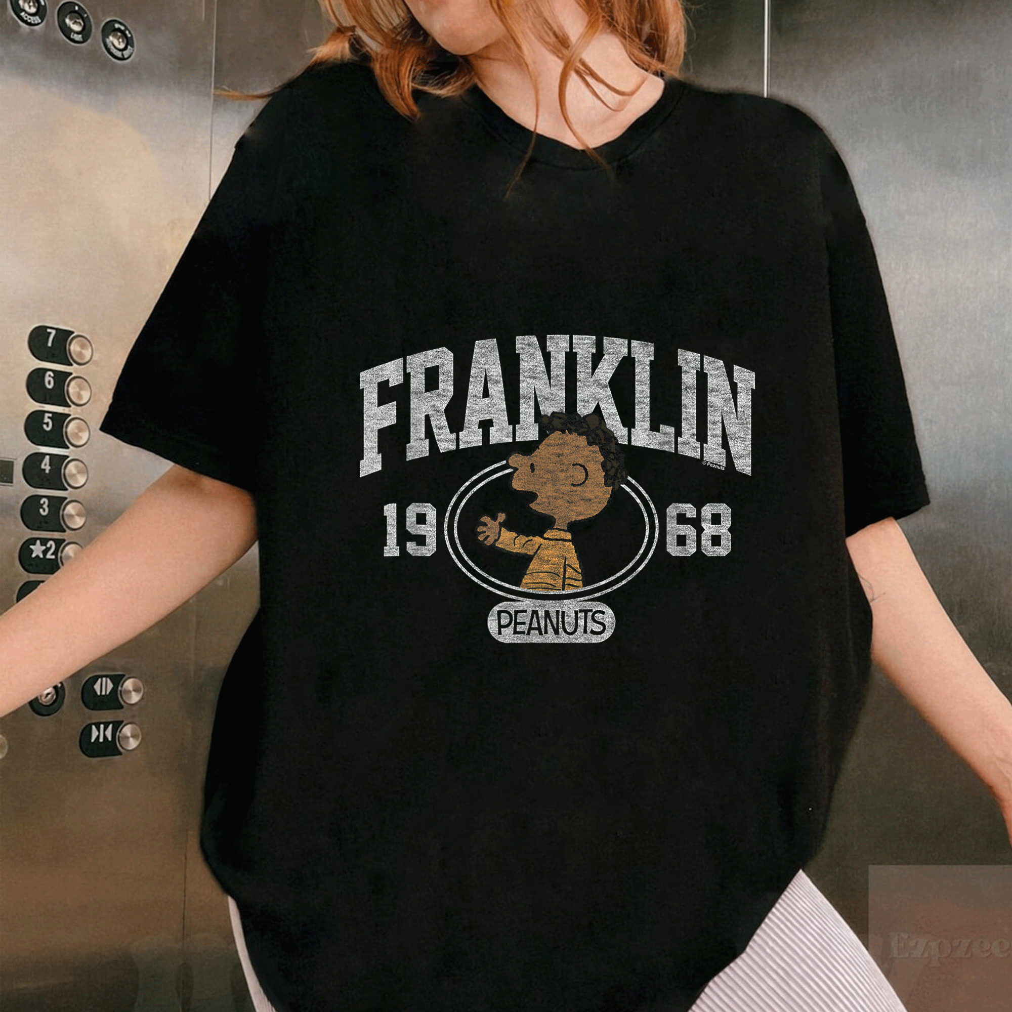 Franklin 1968 Peanuts T-Shirt - Classic Cartoon Design, Fun and Friendly Vintage Style Tee for Peanuts Fans - 1