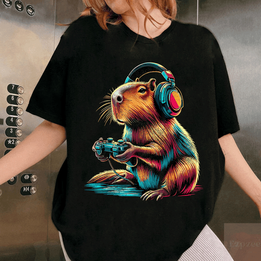 Adorable Capybara Funny Video Games T-Shirt for Animal Lovers - Perfect Gift for Gamers and Capybara Fans! - 1