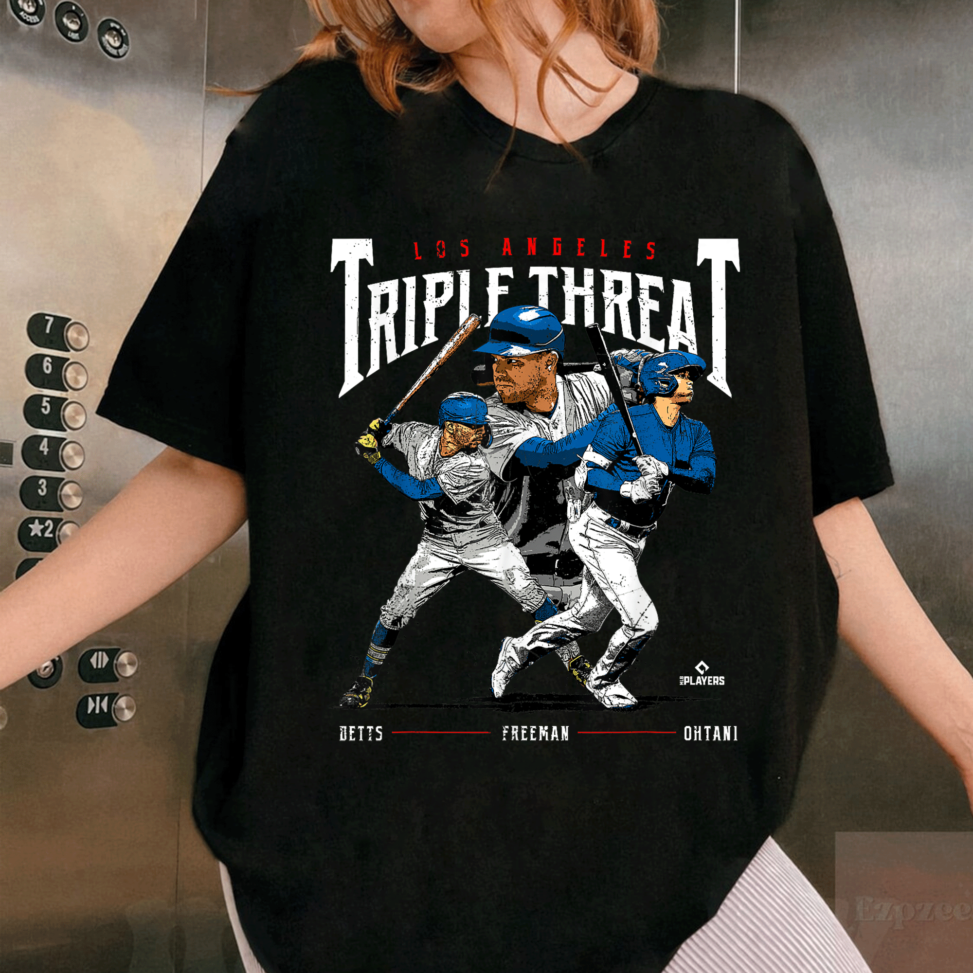 Triple Threat Ohtani Betts Freeman T-Shirt Los Angeles MLBPA Baseball Fans Graphic Tee for Ultimate Team Spirit - 1