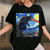 Vintage Japanese Kaiju Monster T-Shirt Featuring Van Gogh's Starry Night Artwork - Unique and Eye-Catching Design! - 1