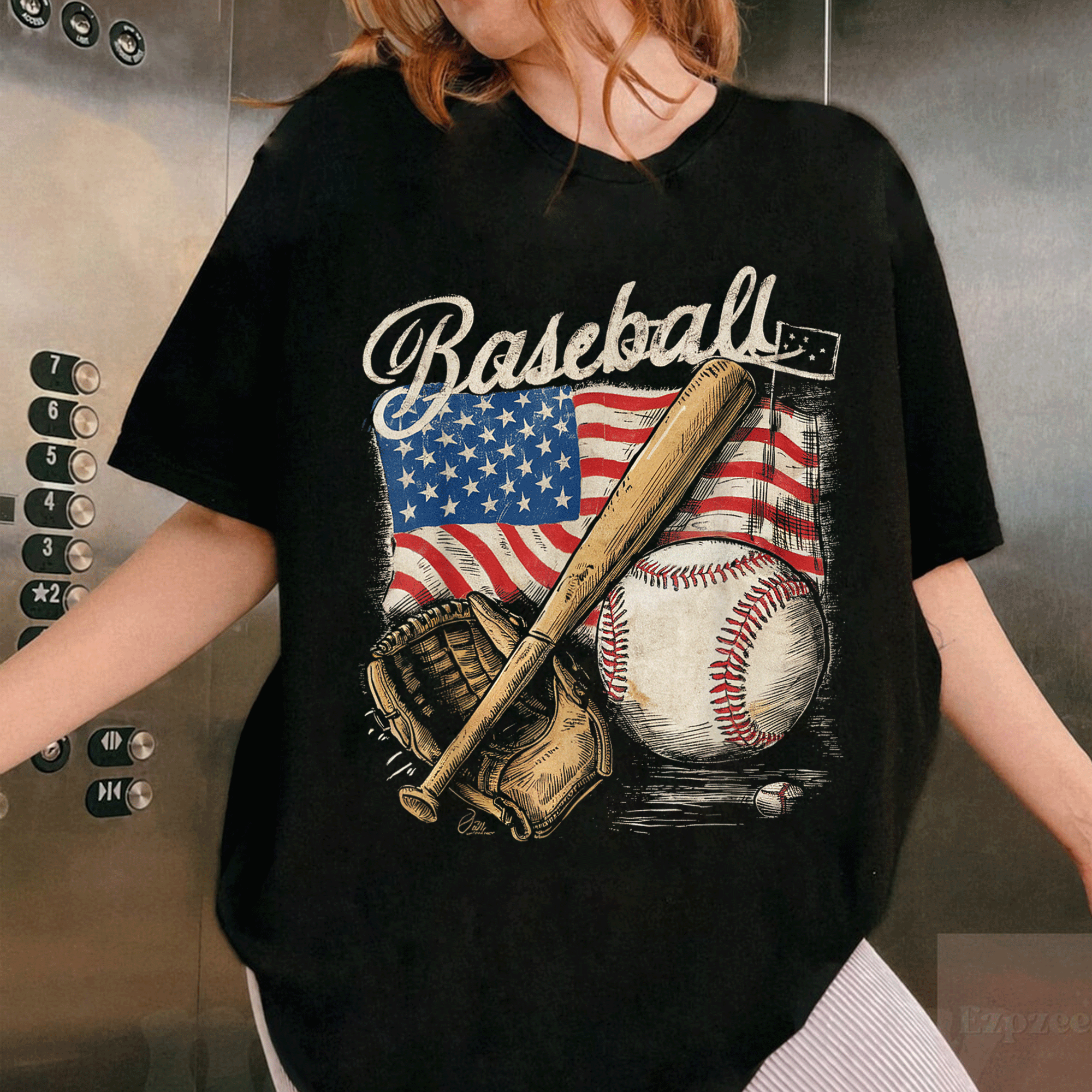 American Flag Baseball Player T-Shirt for Fans and Pitchers - USA Pride Graphic Tee for Sports Enthusiasts - 1