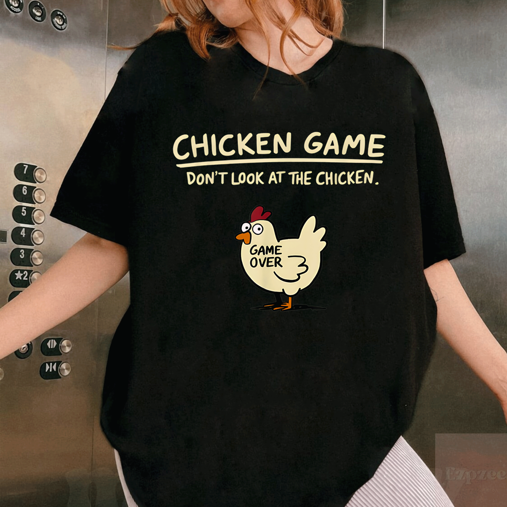 Funny Chicken Don't Look At The Chicken T-Shirt for Gamers – Quirky Graphic Tee for Poultry Lovers and Game Enthusiasts - 1