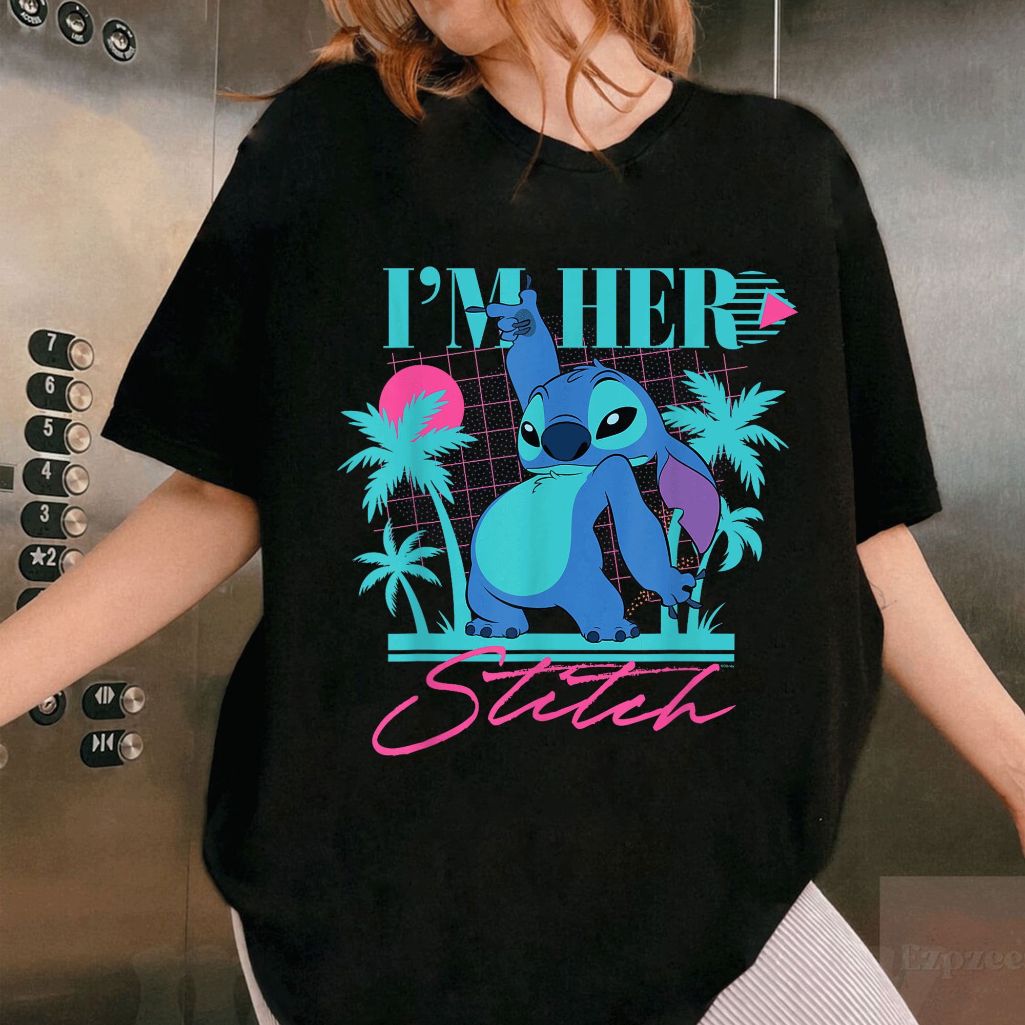 Disney Stitch Retro 90s Couples Matching T-Shirt I'm Her Stitch Cute Design for Lovebirds Perfect Gift for Him and Her - 1