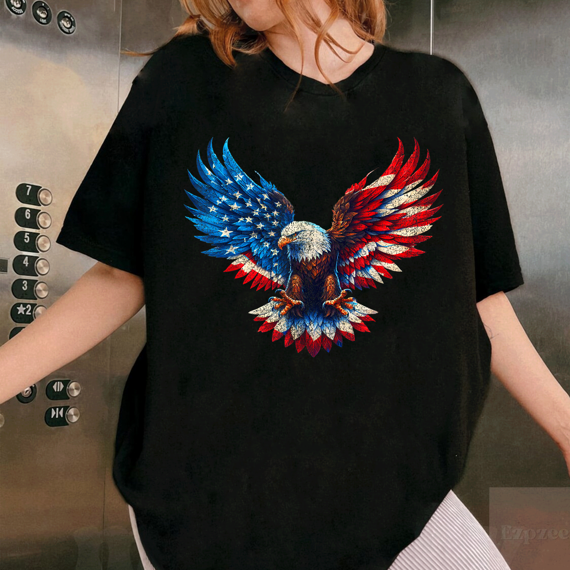 American Flag Bald Eagle T-Shirt for 4th of July Celebrations - Patriotic USA Eagle Design for Independence Day Fun - 1