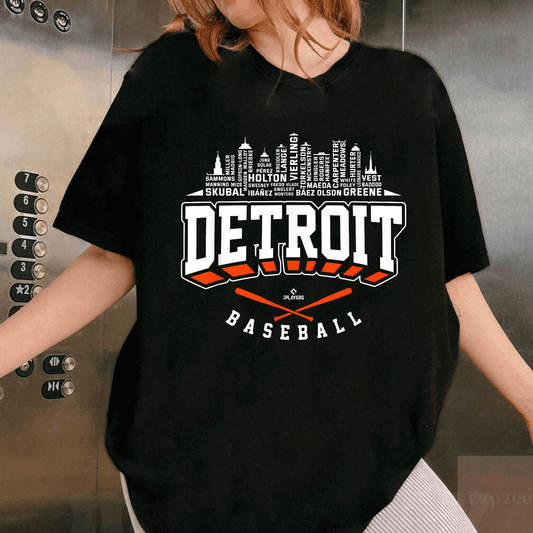 Skyline Word Art Tarik Skubal Detroit Baseball T-Shirt MLBPA Style for Fans and Players - Perfect Gift for Sports Enthusiasts - 1