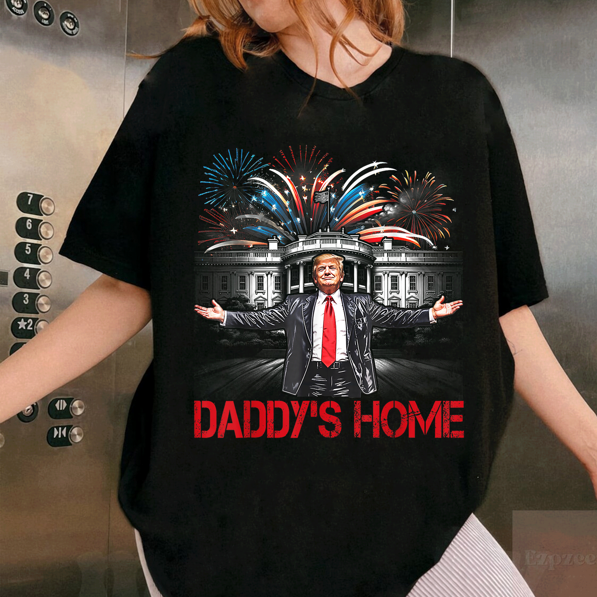 Daddy's Home White House 2025 President Trump T-Shirt for Supporters - Fun Design Showcasing Trump in a Bold Style - 1