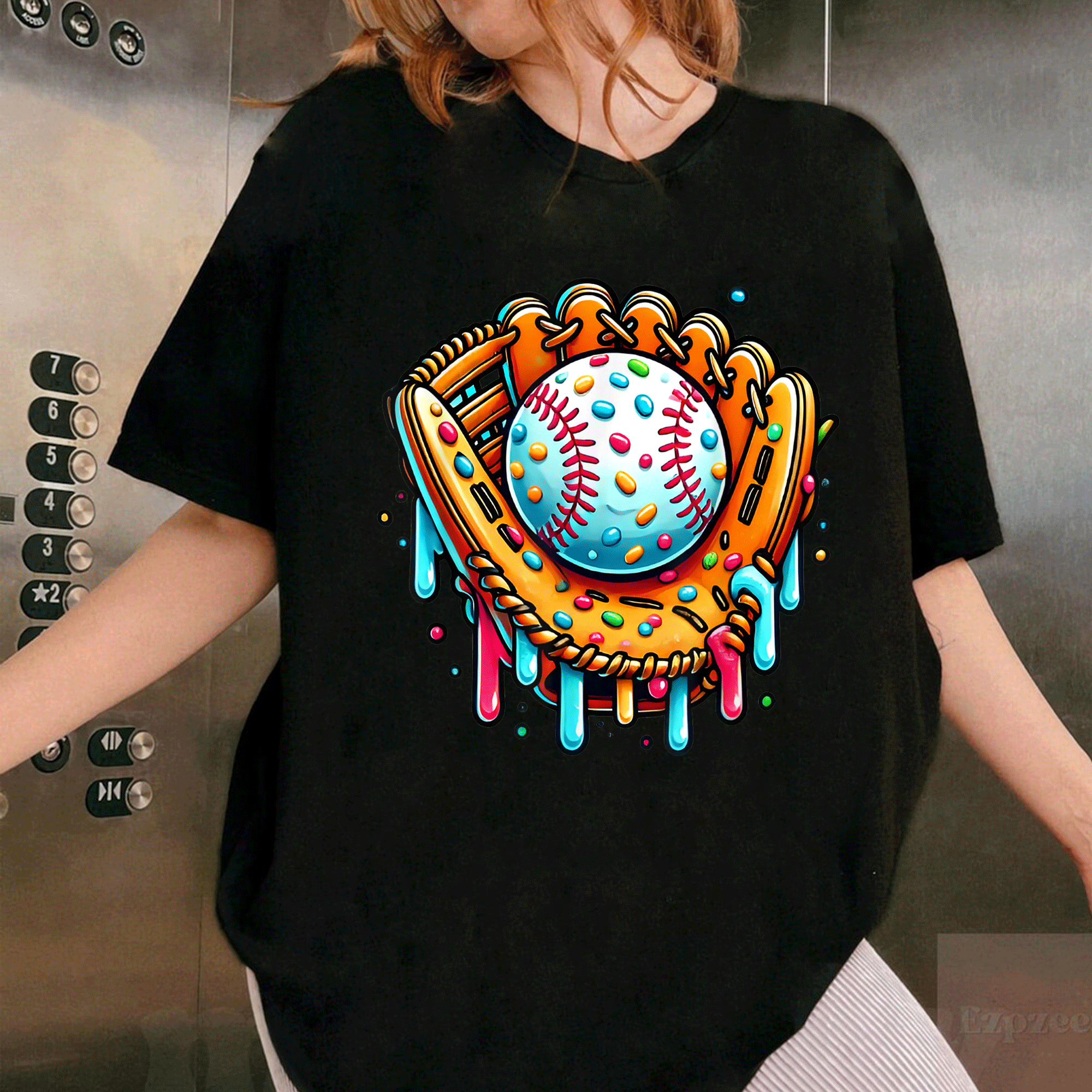 Cool Ice Cream Drip Baseball Graphic T-Shirt for Boys | Fun and Unique Design Perfect for Summer Play and Sports Activities - 1