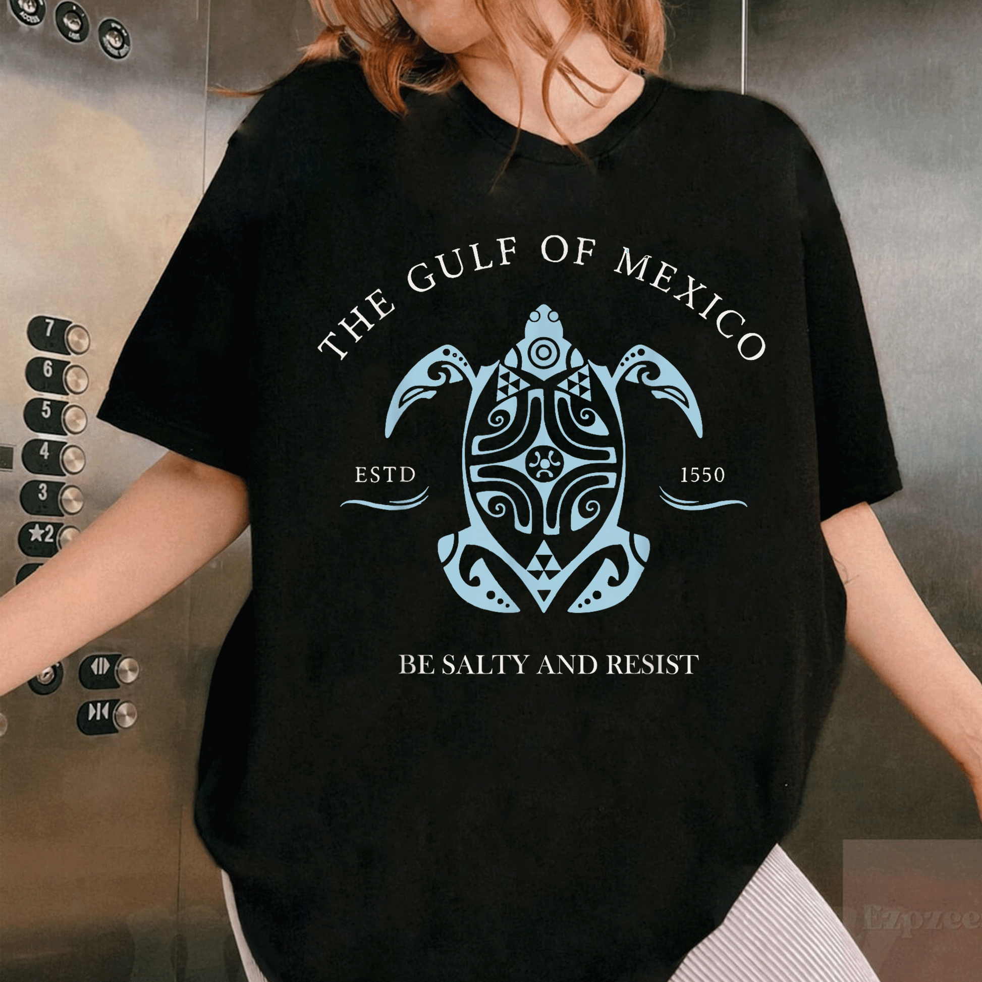 Gulf of Mexico Turtle Be Salty and Resist T-Shirt Featuring Fun Graphic Design for Beach Lovers and Nature Enthusiasts - 1