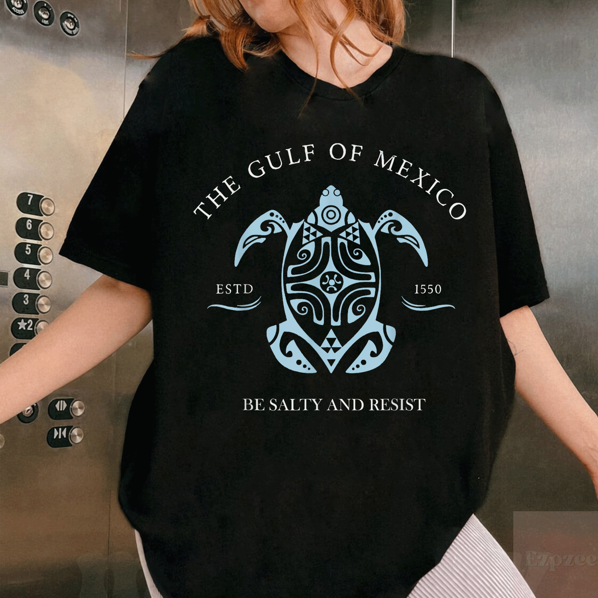 Gulf of Mexico Turtle Be Salty and Resist T-Shirt Featuring Fun Graphic Design for Beach Lovers and Nature Enthusiasts - 1