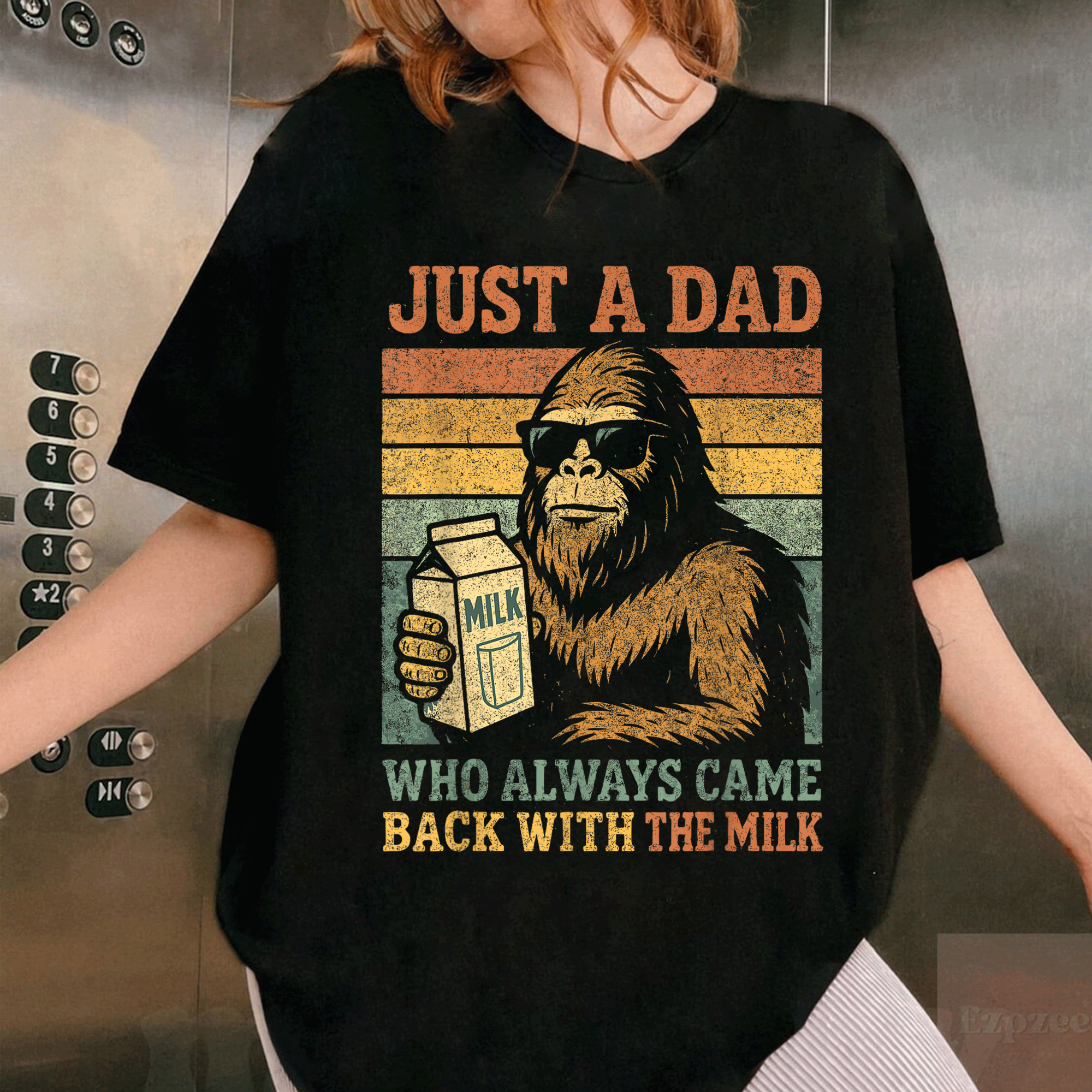 Bigfoot Papa T-Shirt Just A Dad Who Always Came Back With The Milk Fun Graphic Tee for Bigfoot Lovers and Dads - 1