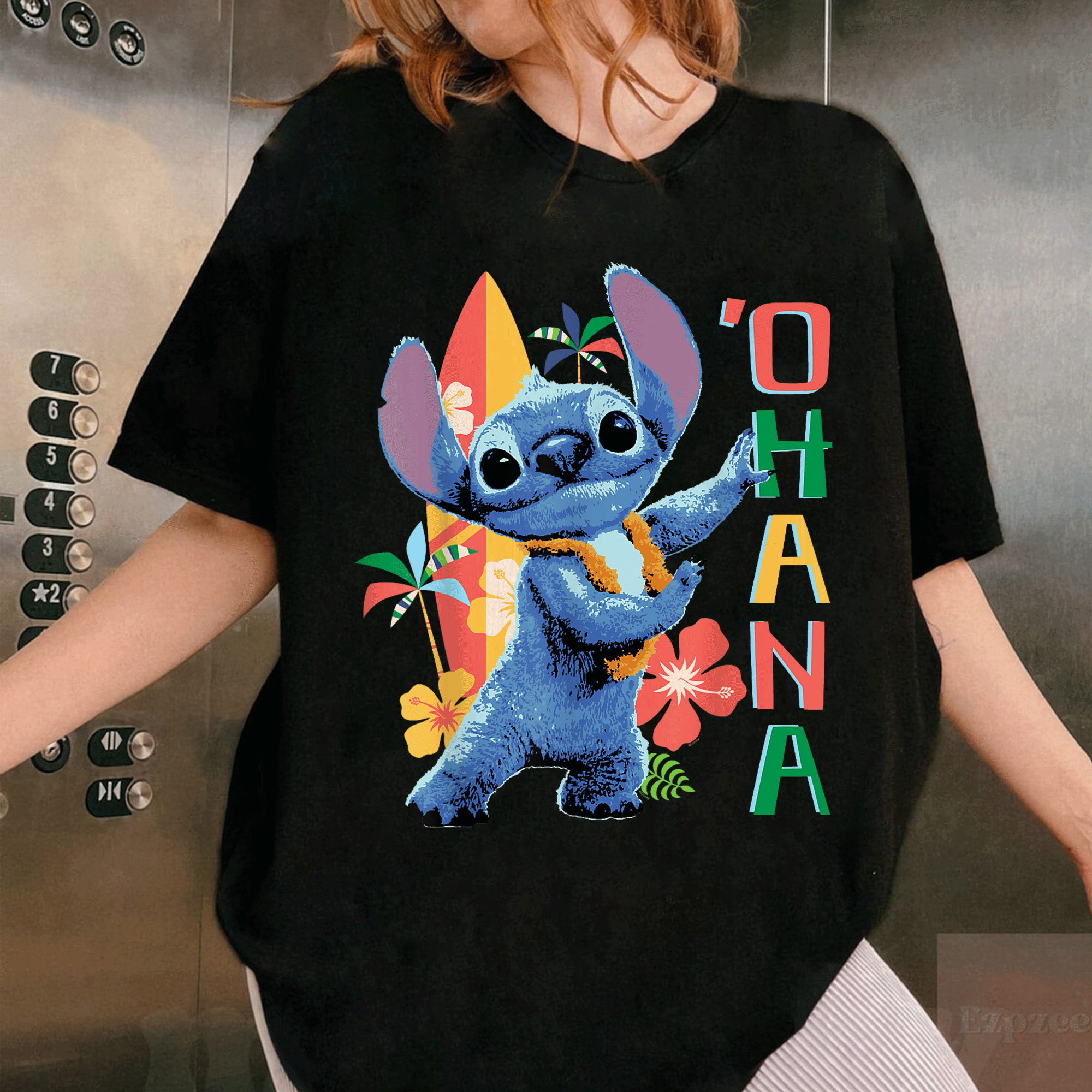 Disney Lilo & Stitch Live-Action Ohana Hula Beach T-Shirt for Fans, Fun Summer Style, Perfect for Family Adventures - 1