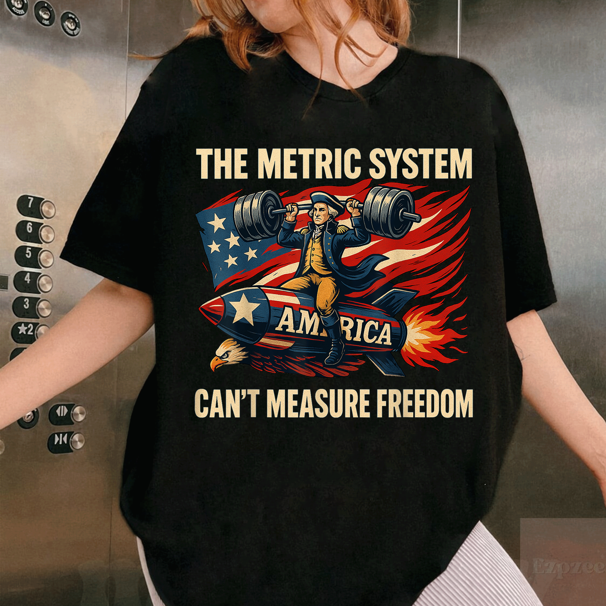 Funny 4th of July T-Shirt: The Metric System Can't Measure Freedom, Perfect for Celebrating Independence Day in Style! - 1