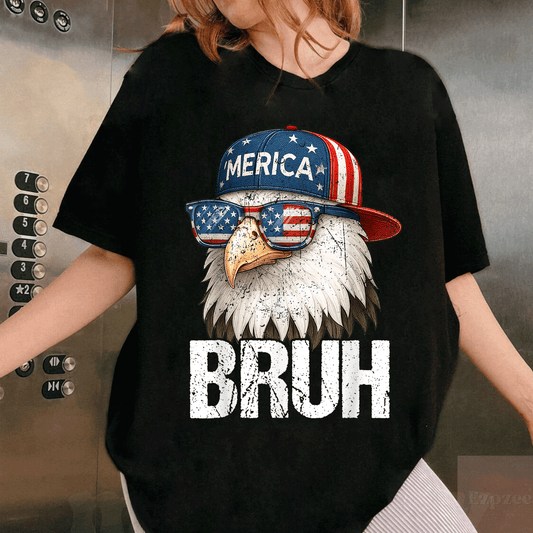 Patriotic Fourth of July Eagle T-Shirt for Men and Boys - Fun American Flag Graphic Tee for Independence Day Celebrations - 1