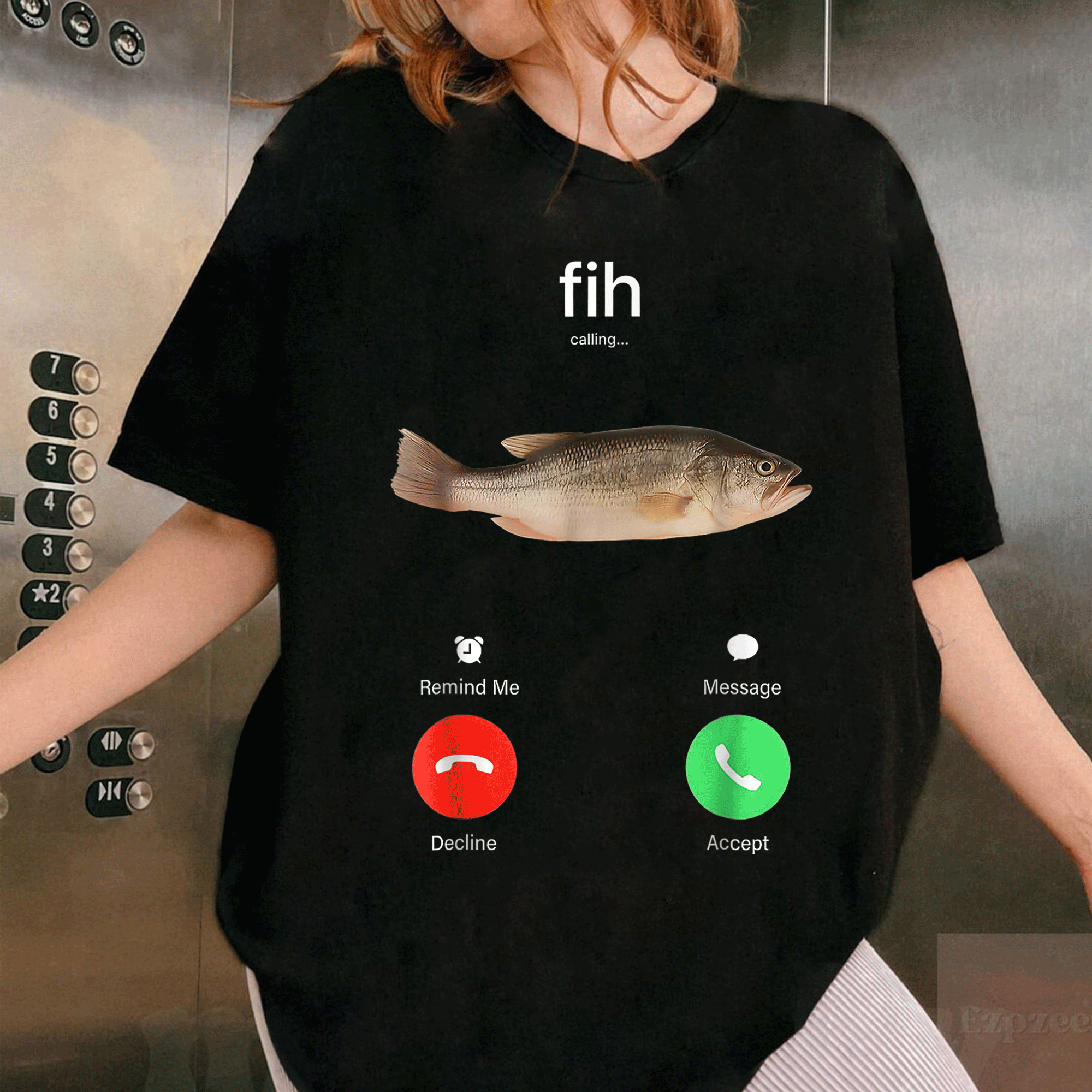 Funny Fish T-Shirt with Calling Reminder Design Perfect for Anglers who Love to Decline or Accept Phone Calls in Style - 1