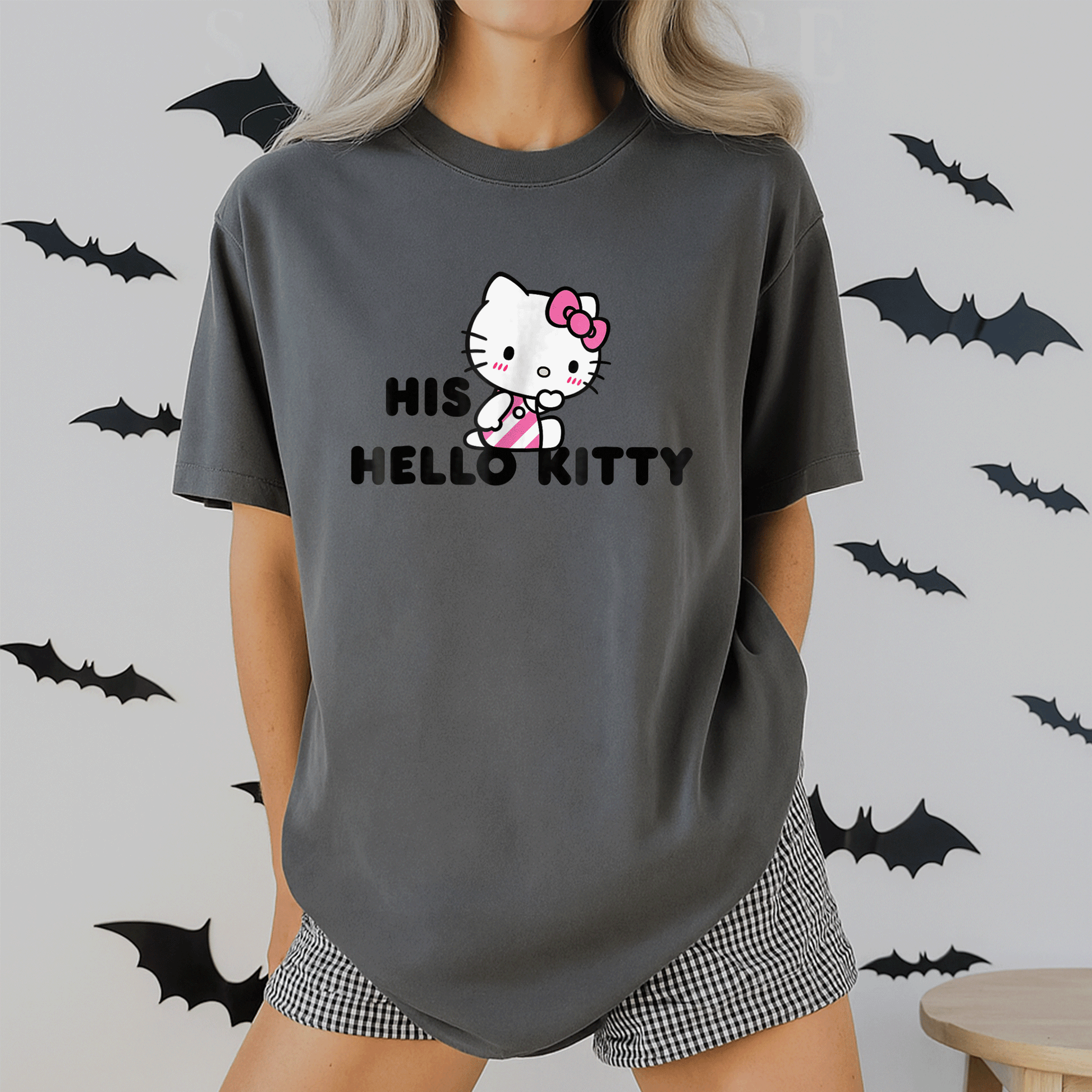 Cute Hello Kitty and Dear Daniel Couples Tee Shirt for Matching Outfits, Perfect for Romantic Dates and Sweet Memories - 2