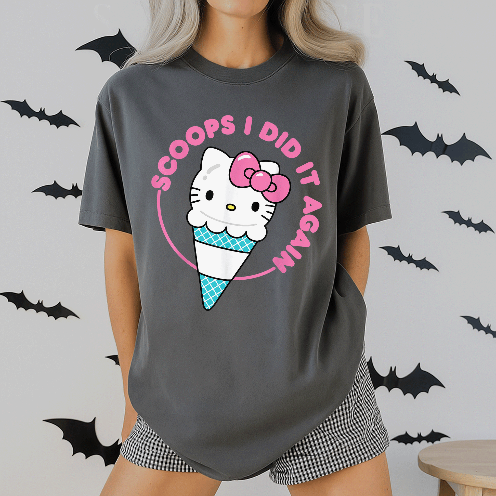 Cute Hello Kitty Ice Cream Cone Scoops I Did It Again T-Shirt for Kids and Adults - Sweet and Stylish Summer Fashion - 2