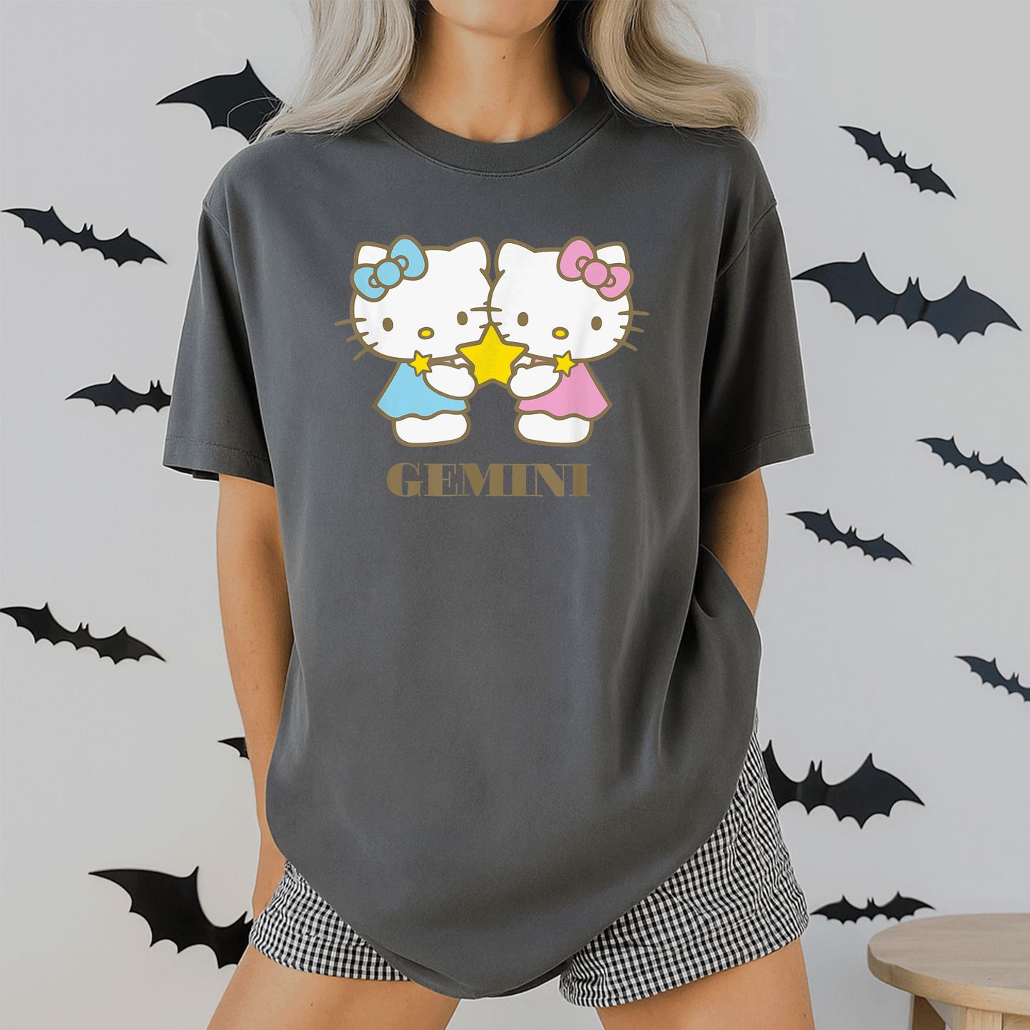 Cute Hello Kitty Gemini Zodiac T-Shirt for Women, Fun Astrological Graphics, Perfect Gift for Gemini Fans and Hello Kitty Lovers - 2