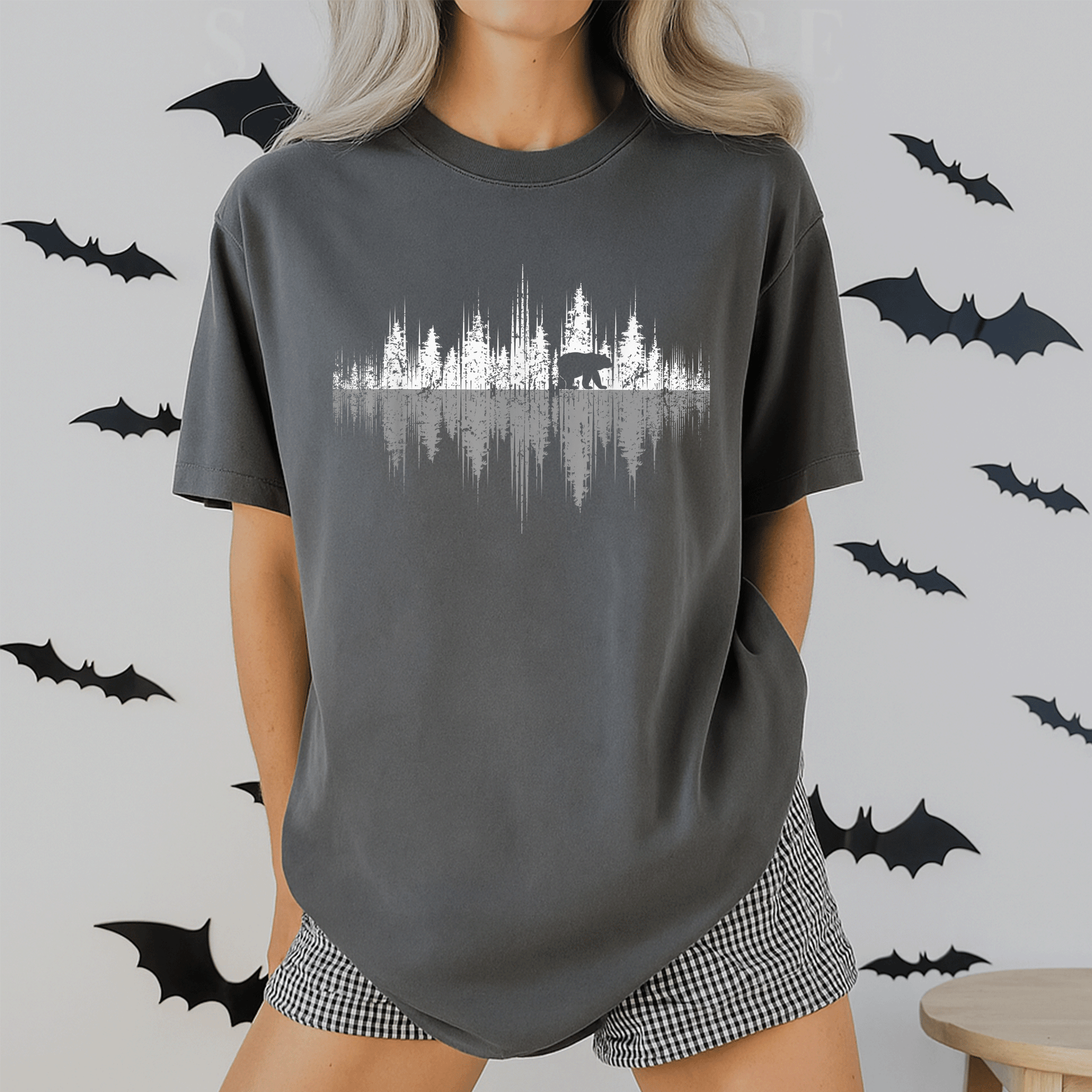 Nature-Inspired Bear Reflection T-Shirt for Wildlife Lovers - Outdoor Forest Scene Graphic Tee for Nature Enthusiasts - 2