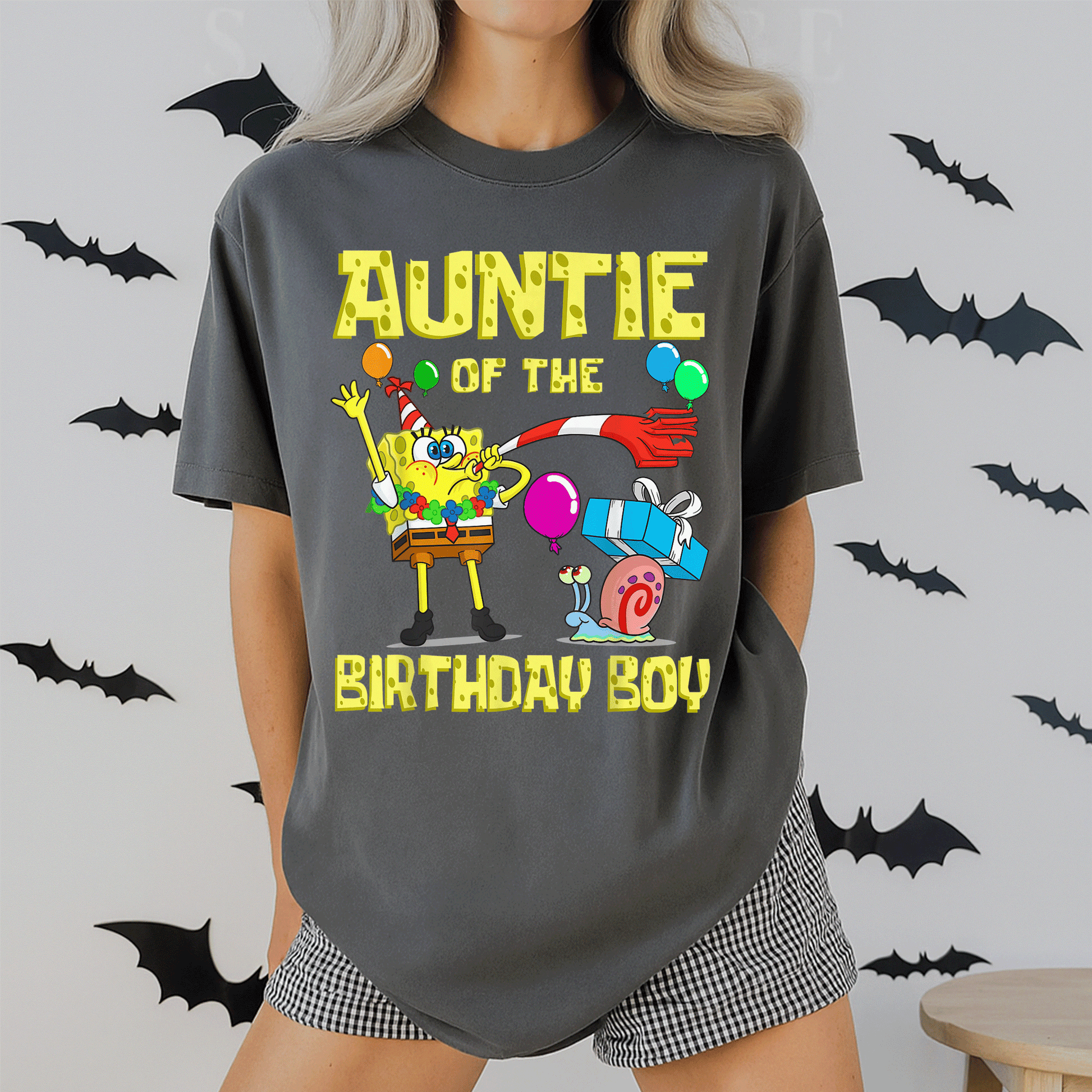 SpongeBob Auntie of the Birthday Boy Theme T-Shirt by Mademark - Fun & Colorful Party Apparel for Fans of All Ages - 2