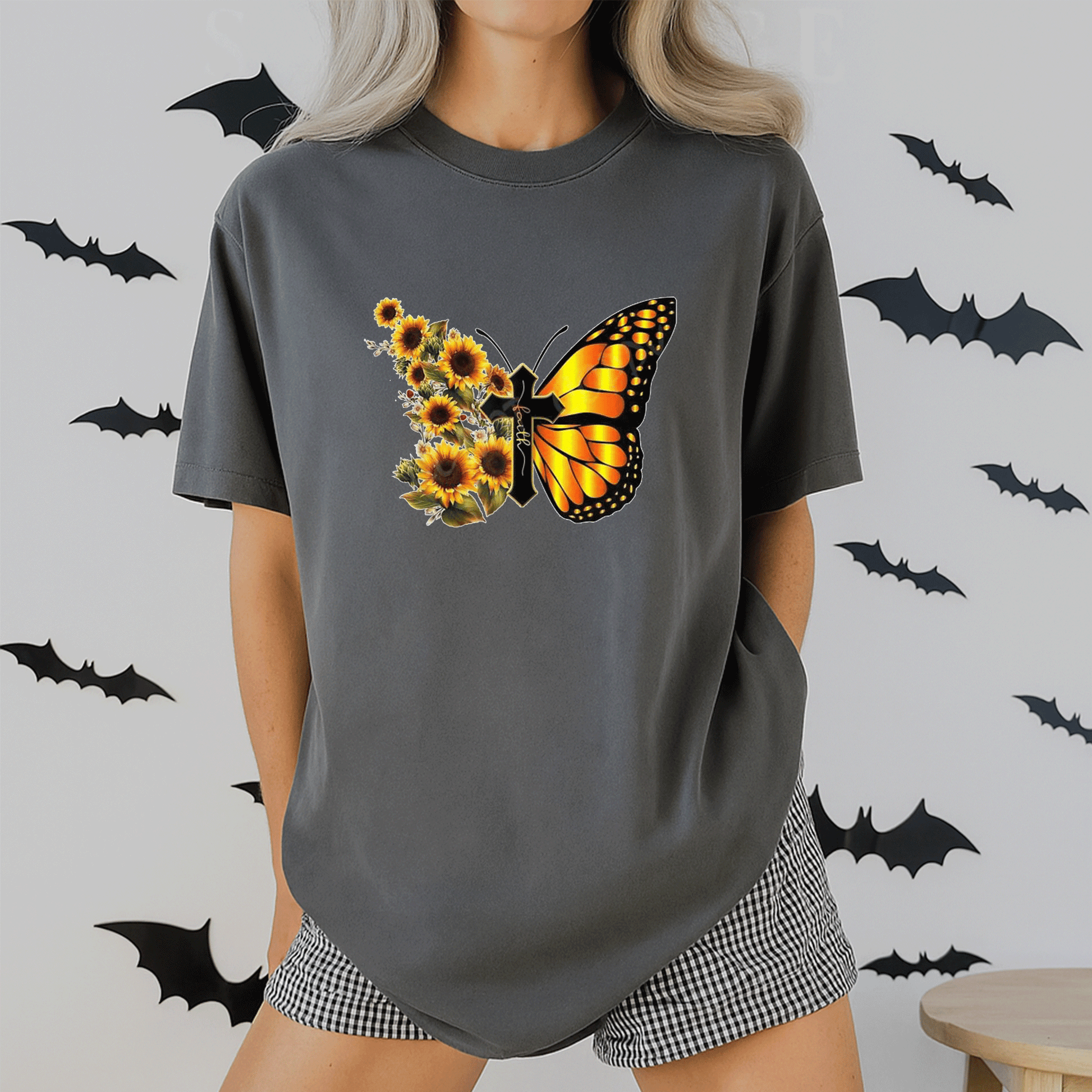 Sunflower Butterfly Faith T-Shirt for Women - Inspirational Floral Graphic Tee - Perfect Gift for Nature Lovers - 2