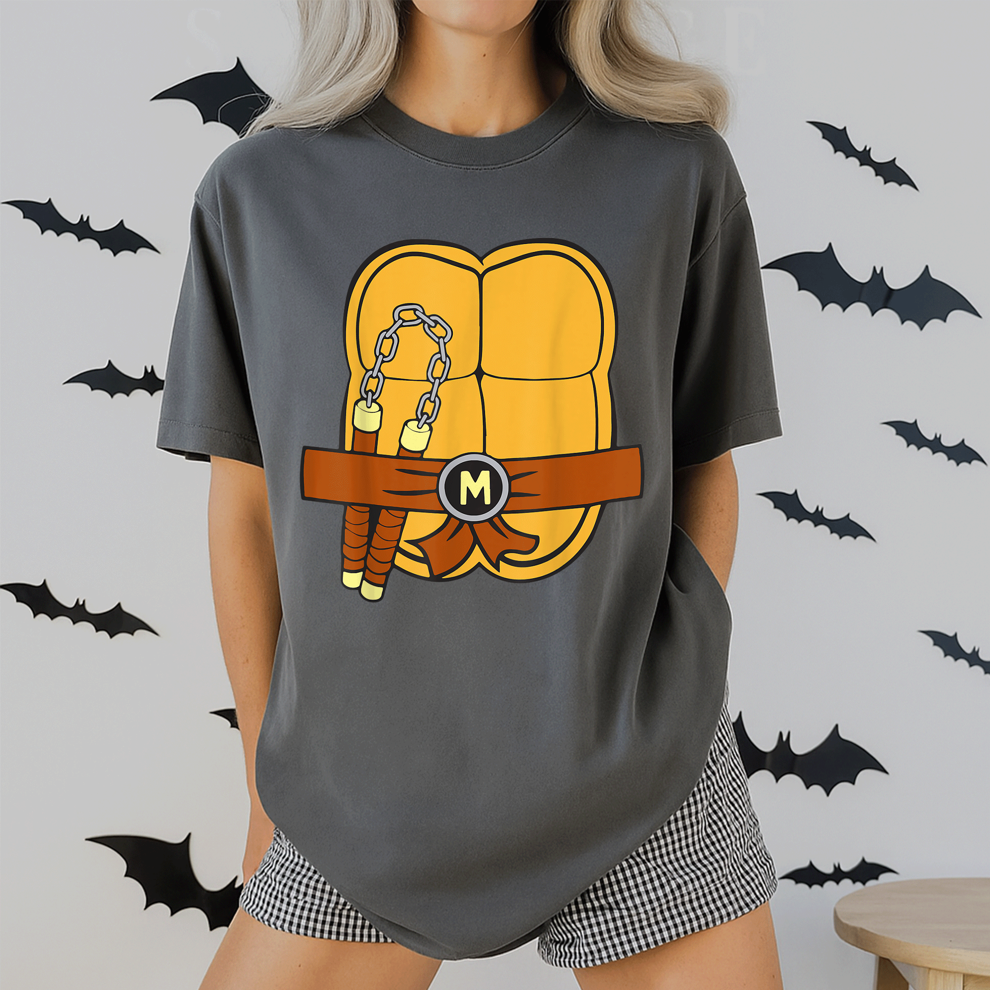 Mademark x Teenage Mutant Ninja Turtles Michelangelo Halloween Costume T-Shirt for Kids and Adults - Fun and Trendy Apparel - 2