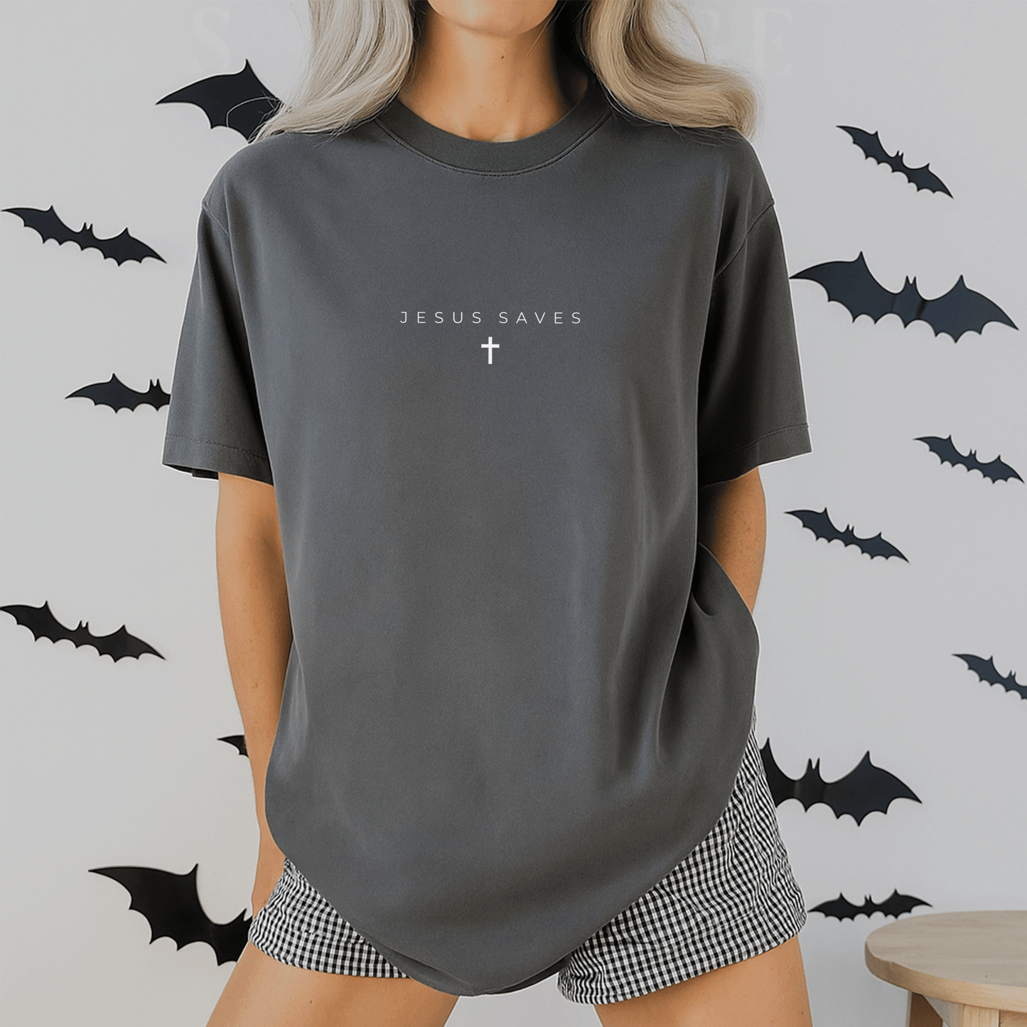 Subtle Jesus Saves Cross T-Shirt for Christians - Minimalist Religious Faith Apparel - Perfect Gift for Believers - 2