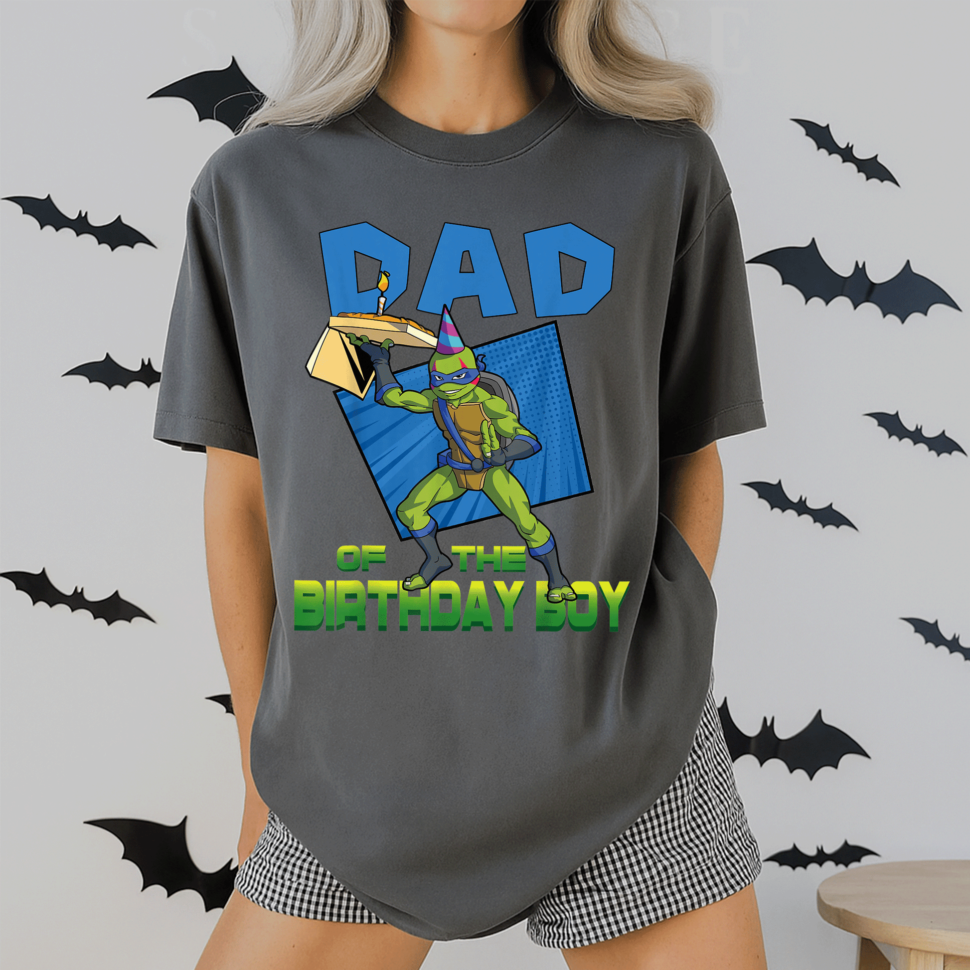 Mademark Teenage Mutant Ninja Turtles Men's Leo Daddy of the Birthday Boy Pizza Party T-Shirt for Fun Celebrations - 2