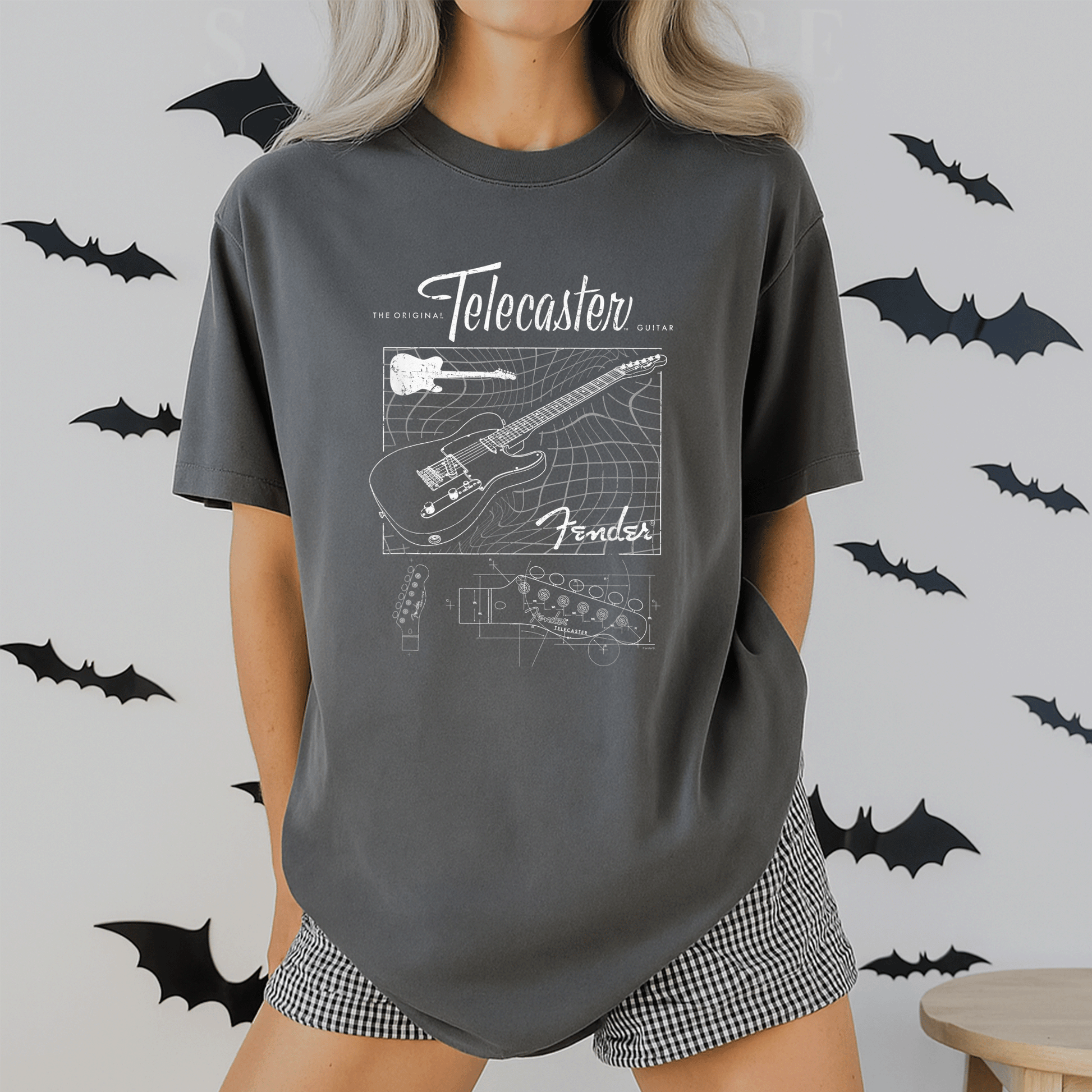 Fender Original Telecaster Guitar Schematic Poster T-Shirt for Music Lovers and Guitar Enthusiasts, Stylish and Unique Design - 2