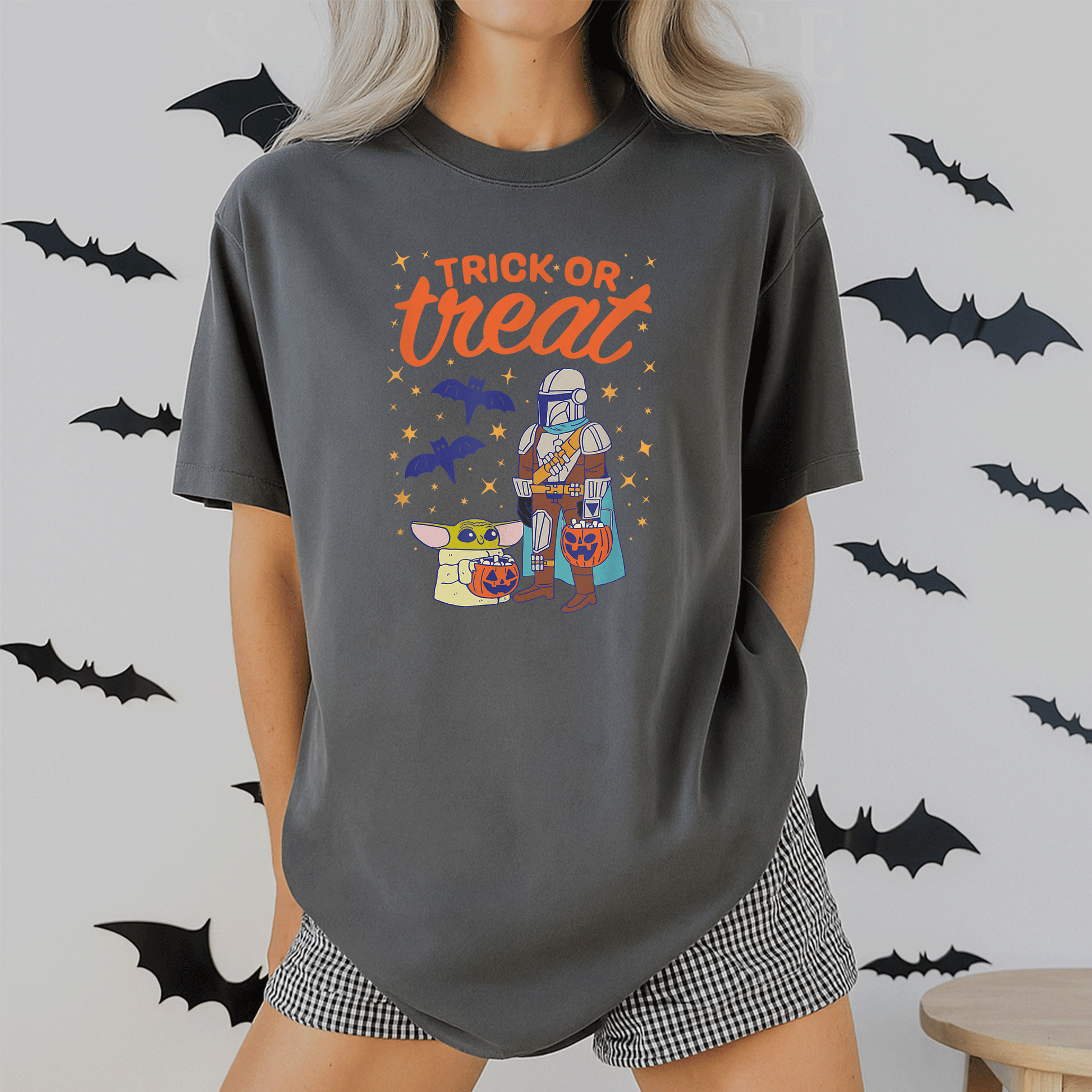 Mandalorian Grogu Halloween Trick or Treat T-Shirt for Kids, Cute and Fun T-Shirt for Star Wars Fans, Perfect Costume Tee - 2