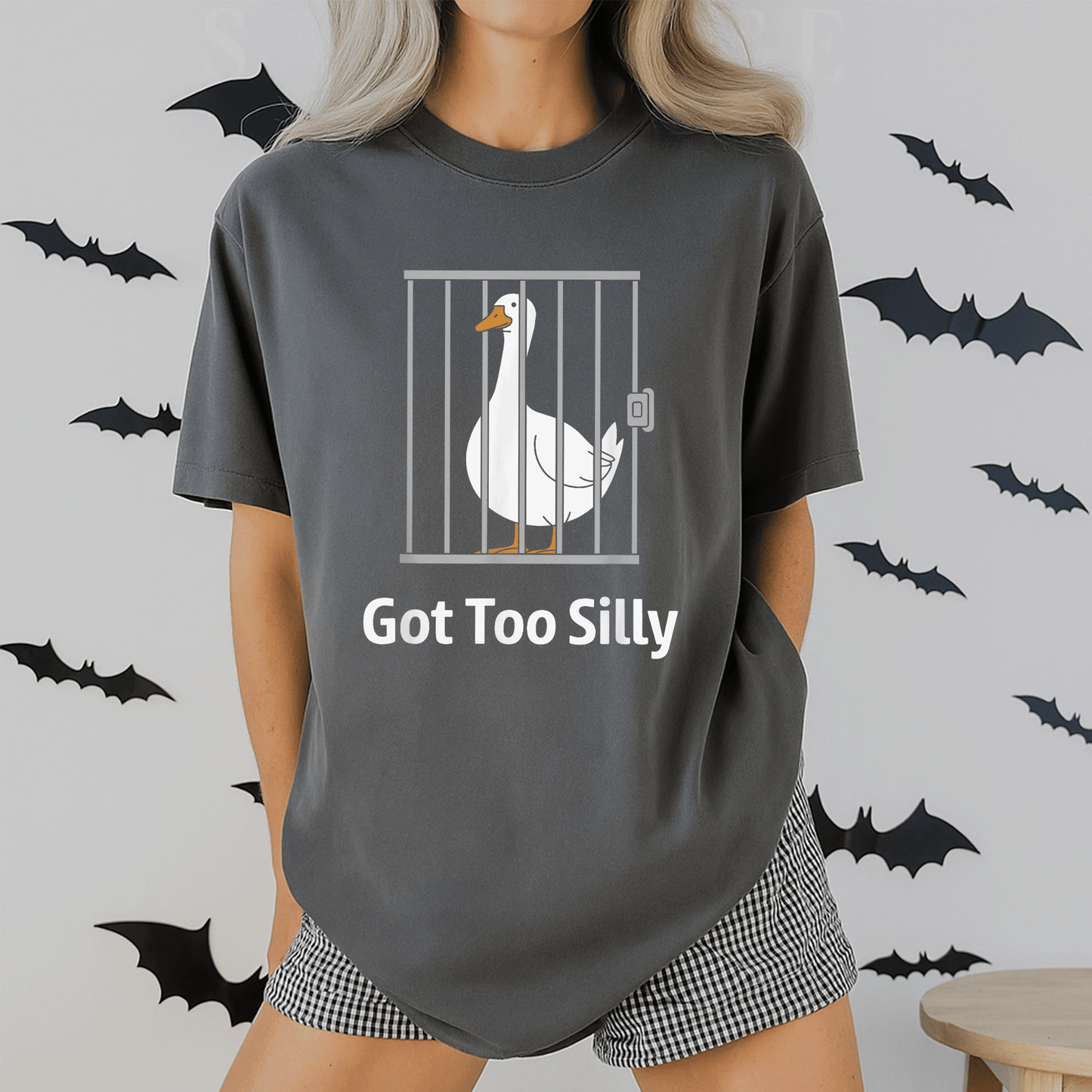 Funny Goose Pun Humor T-Shirt for Animal Lovers - Got Too Silly Graphic Tee with Quirky Goose Design for Casual Wear - 2