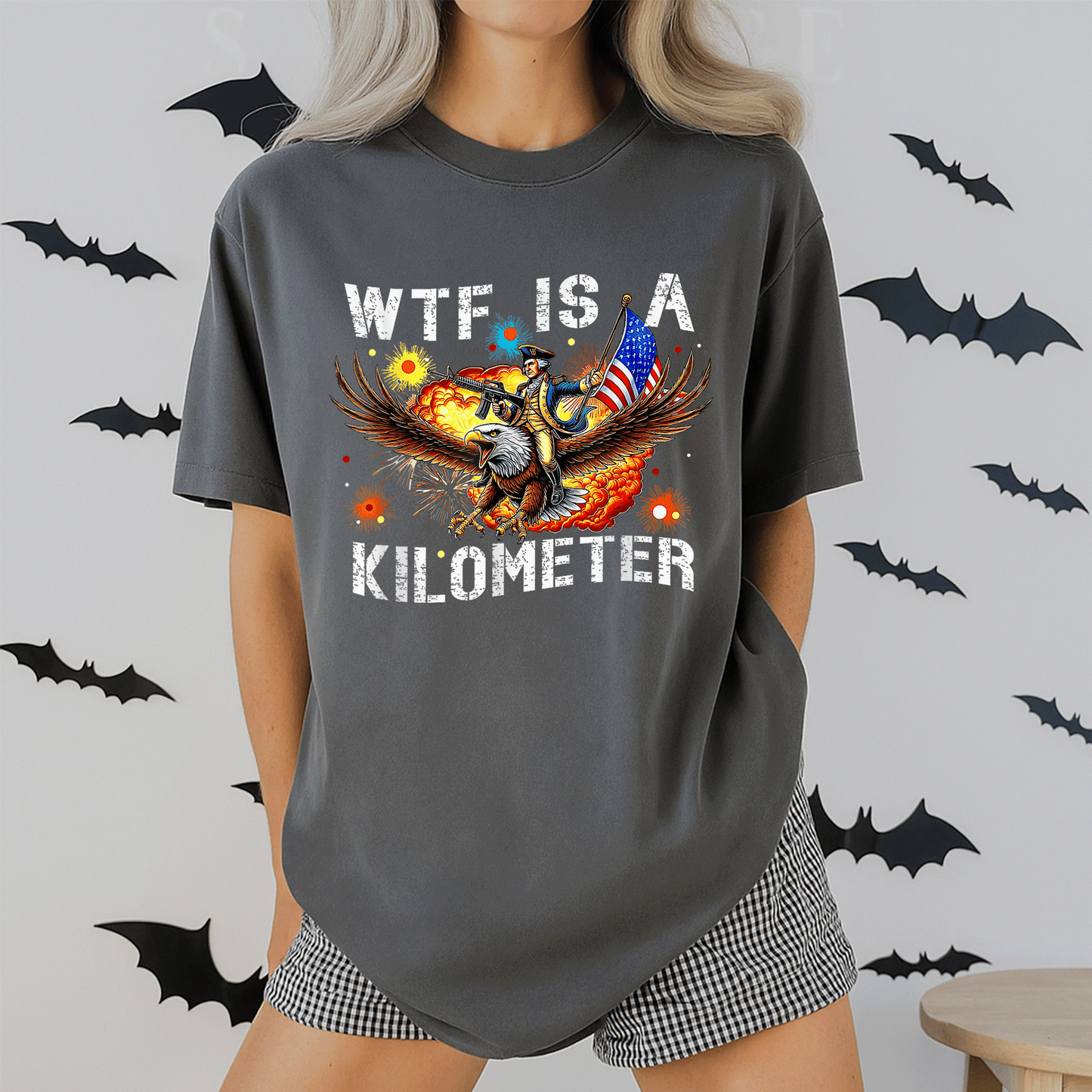 Retro WTF Is A Kilometer Funny Patriotic American Freedom T-Shirt for Proud Americans, Perfect Gift for Freedom Lovers and Road Trip Enthusiasts - 2