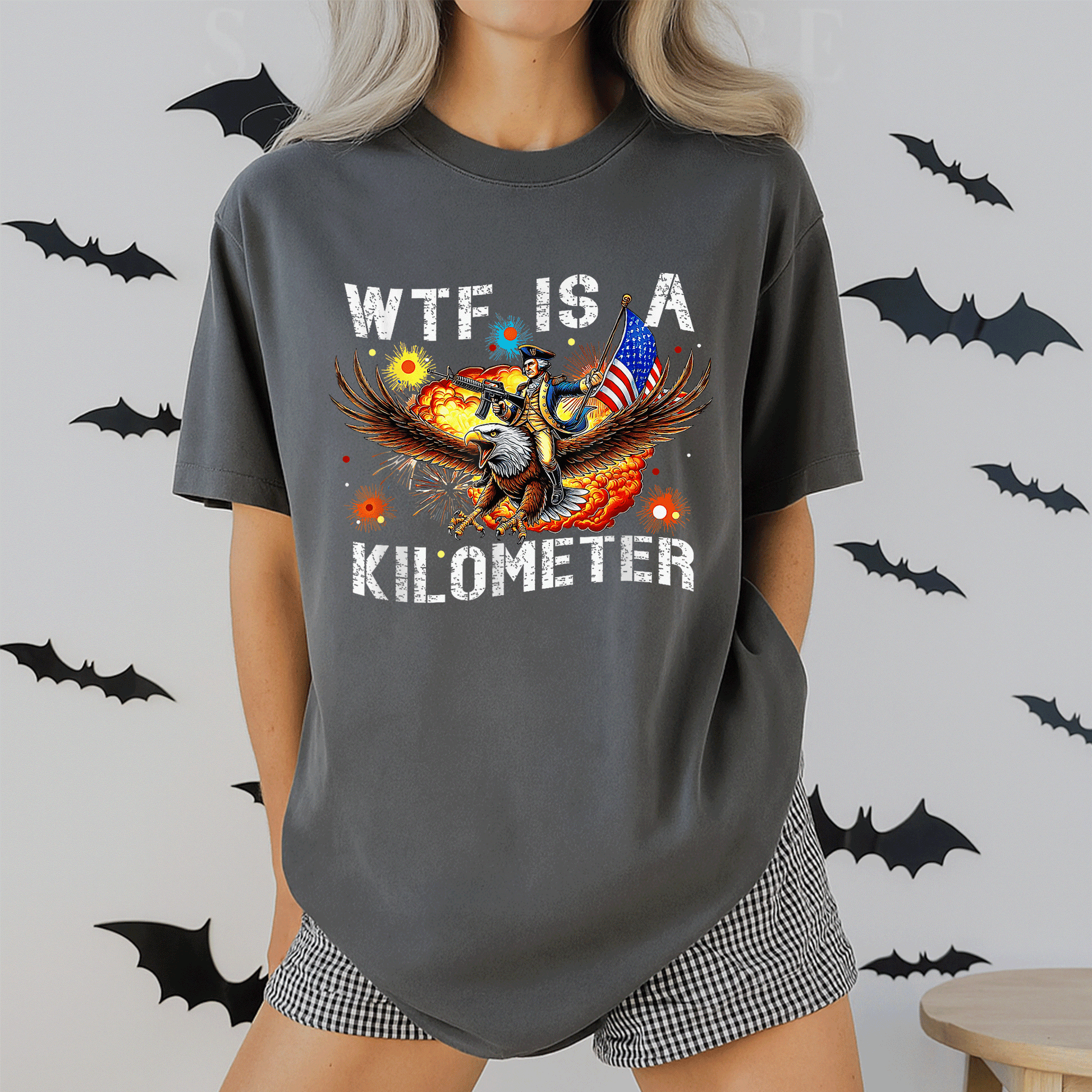 Retro WTF Is A Kilometer Funny Patriotic American Freedom T-Shirt for Proud Americans, Perfect Gift for Freedom Lovers and Road Trip Enthusiasts - 2