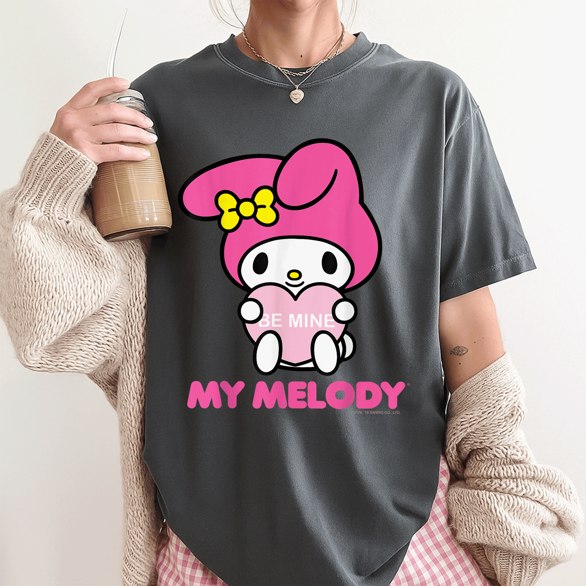 Cute My Melody Be Mine Valentine Tee Perfect for Lovebirds and Sanrio Fans Cute and Cozy Heart Design for Valentine's Day - 3