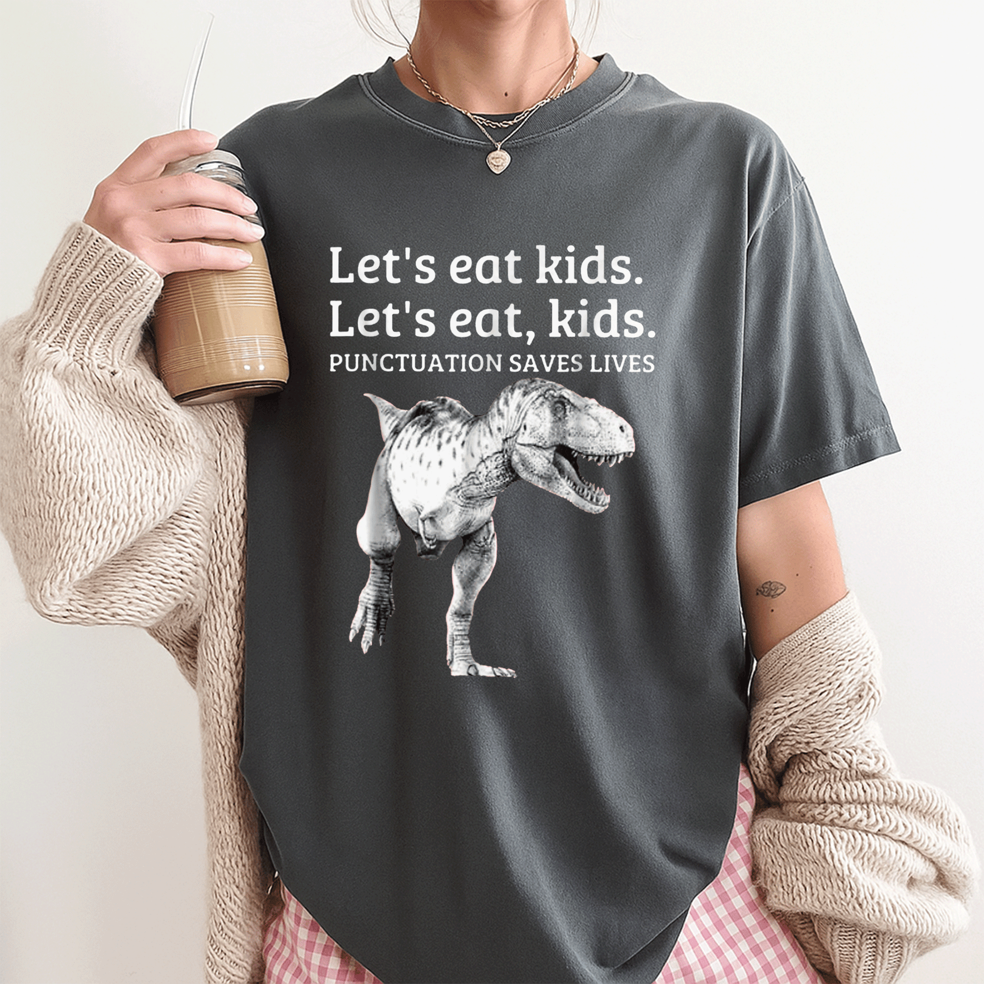 Funny Let's Eat Kids Grammar T-Shirt - Punctuation Saves Lives Design for Grammar Lovers and Teachers - 3