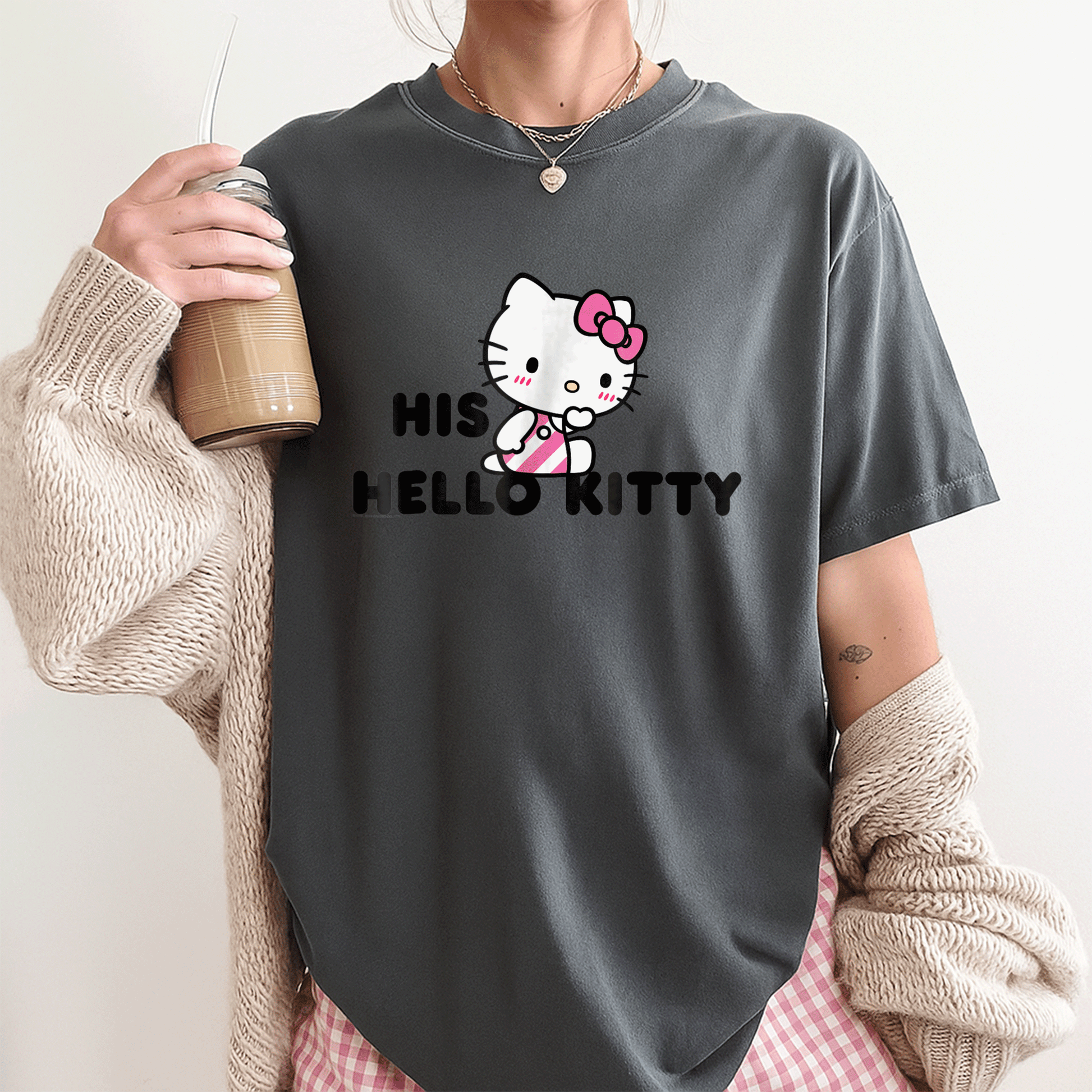 Cute Hello Kitty and Dear Daniel Couples Tee Shirt for Matching Outfits, Perfect for Romantic Dates and Sweet Memories - 3