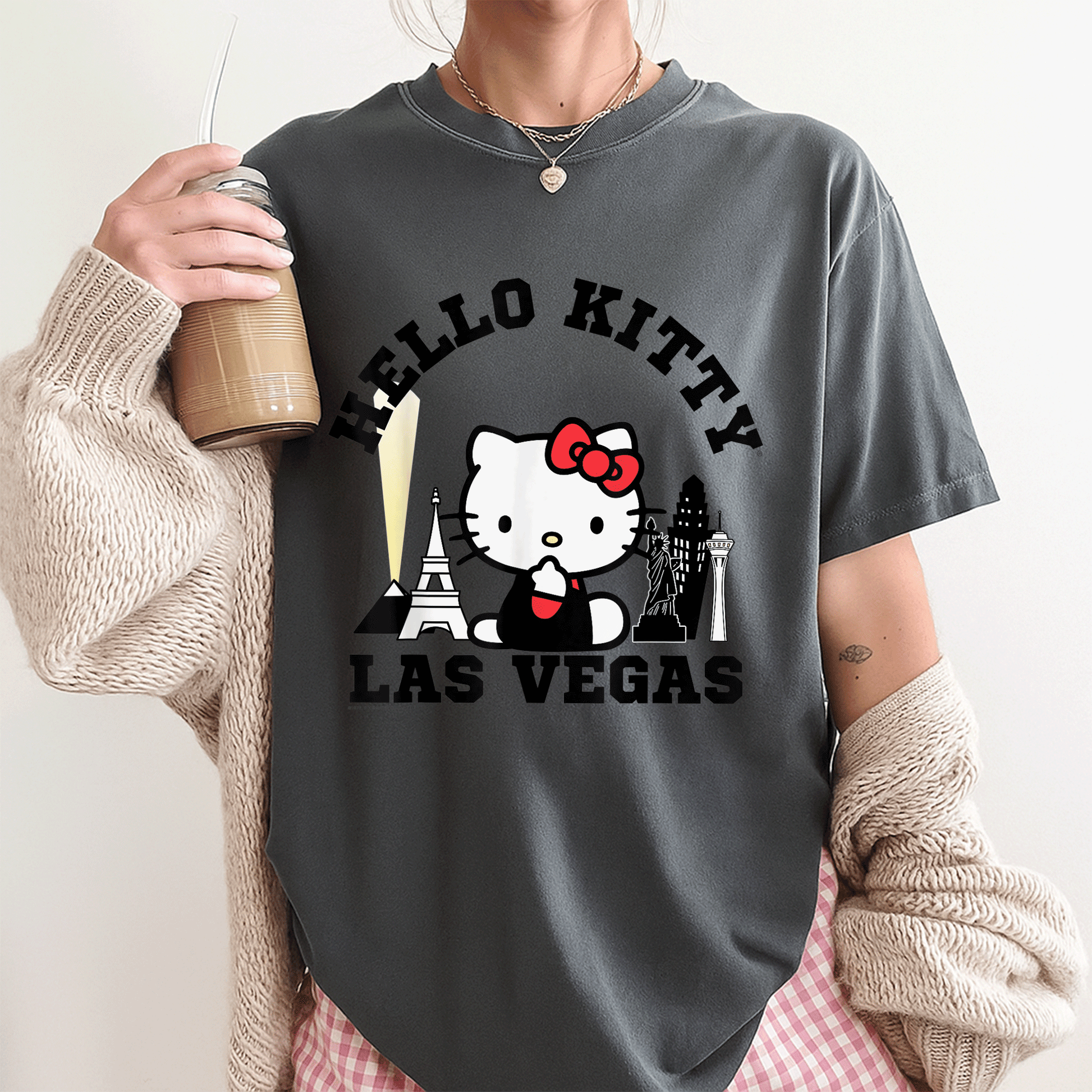 Cute Hello Kitty Viva Las Vegas Tee Shirt - Adorable Kitty Graphic Tee for Fun Lovers, Perfect for Trips or Casual Wear - 3