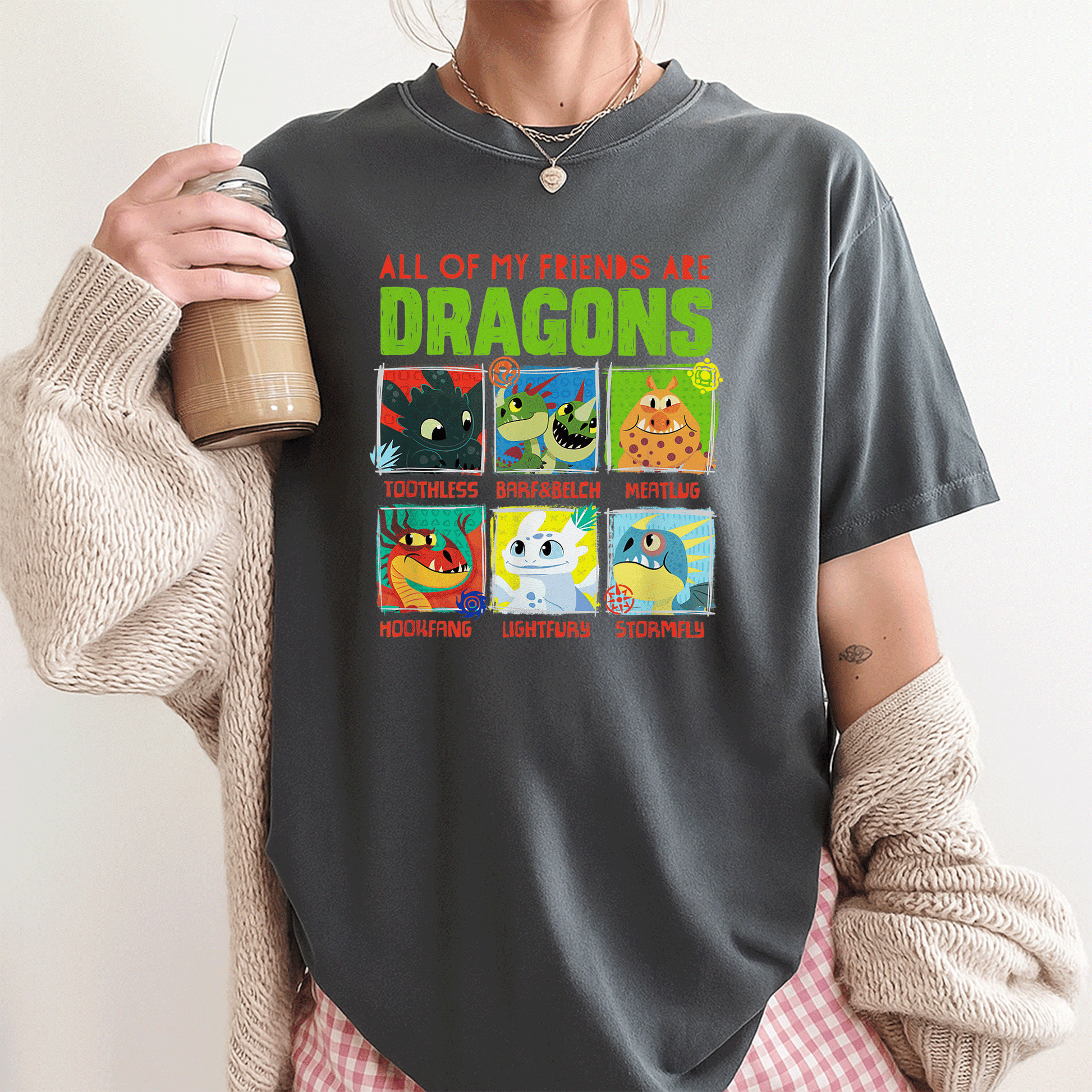 How to Train Your Dragon 3 Hidden World Dragon Friends T-Shirt for Kids and Adults - Fun and Colorful Dragon Design - 3