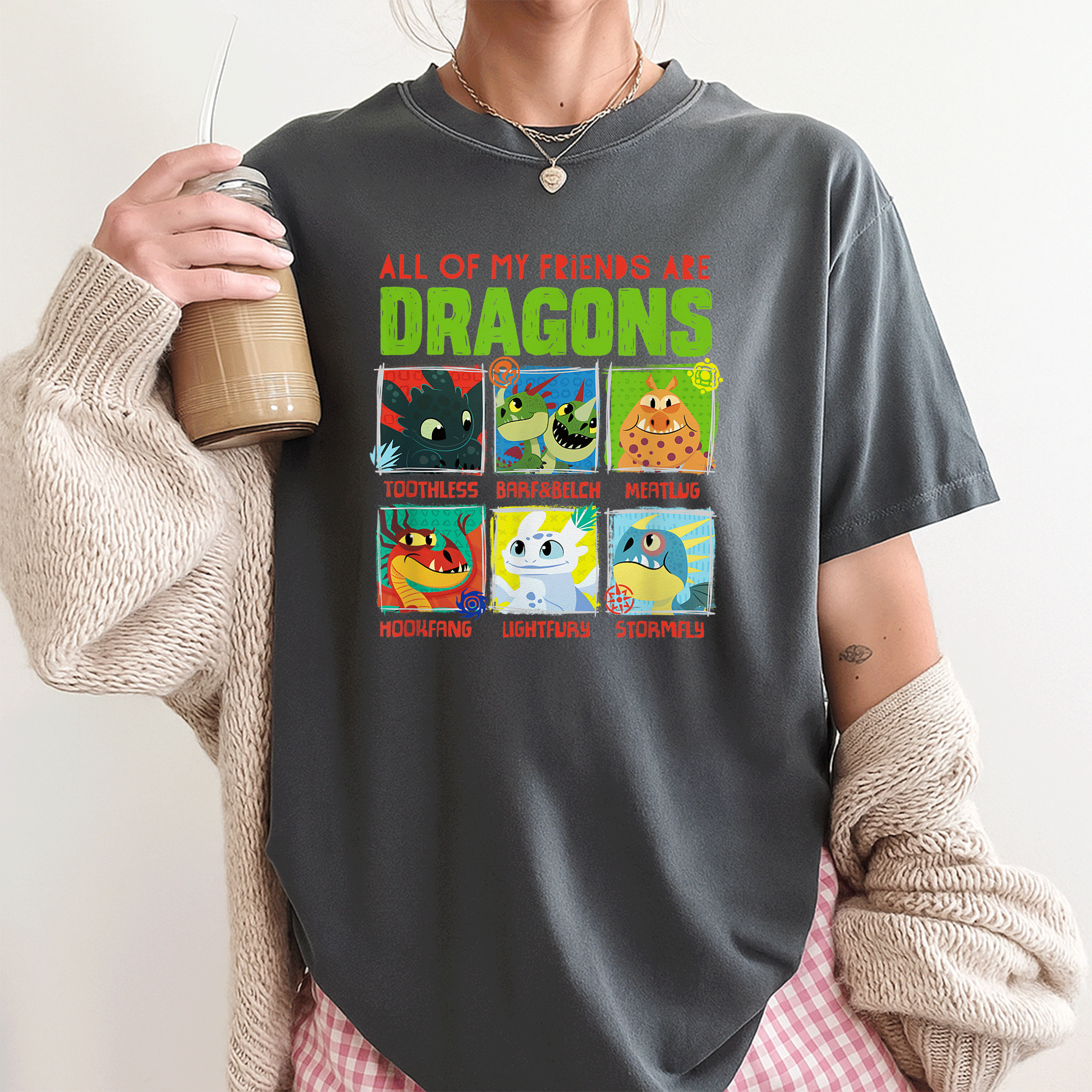 How to Train Your Dragon 3 Hidden World Dragon Friends T-Shirt for Kids and Adults - Fun and Colorful Dragon Design - 3