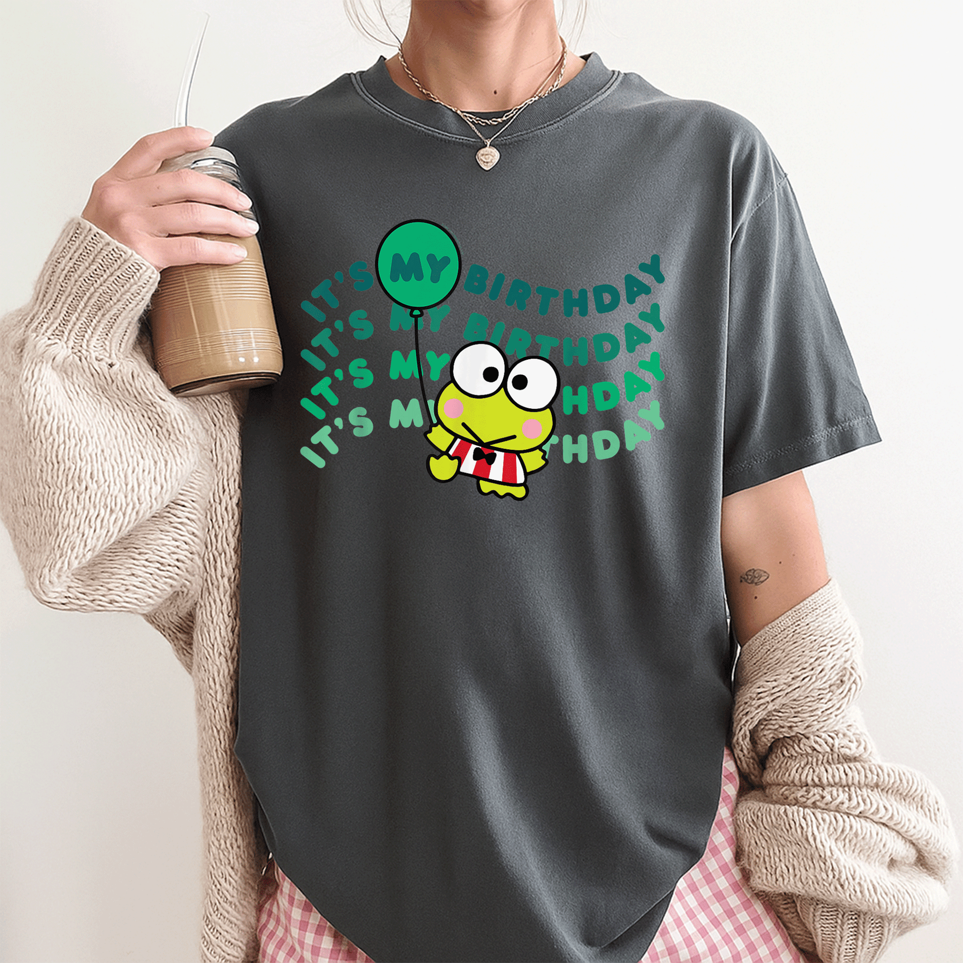 Cute Keroppi It's My Birthday T-Shirt for Kids | Fun Green Frog Design Perfect for Birthday Celebrations and Parties - 3