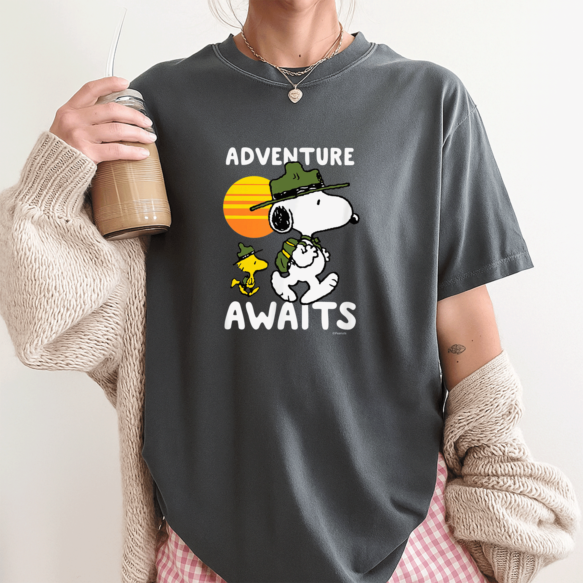 Peanuts Snoopy Adventure Awaits T-Shirt Featuring a Fun Cartoon Design Perfect for Fans of Charlie Brown and Friends - 3